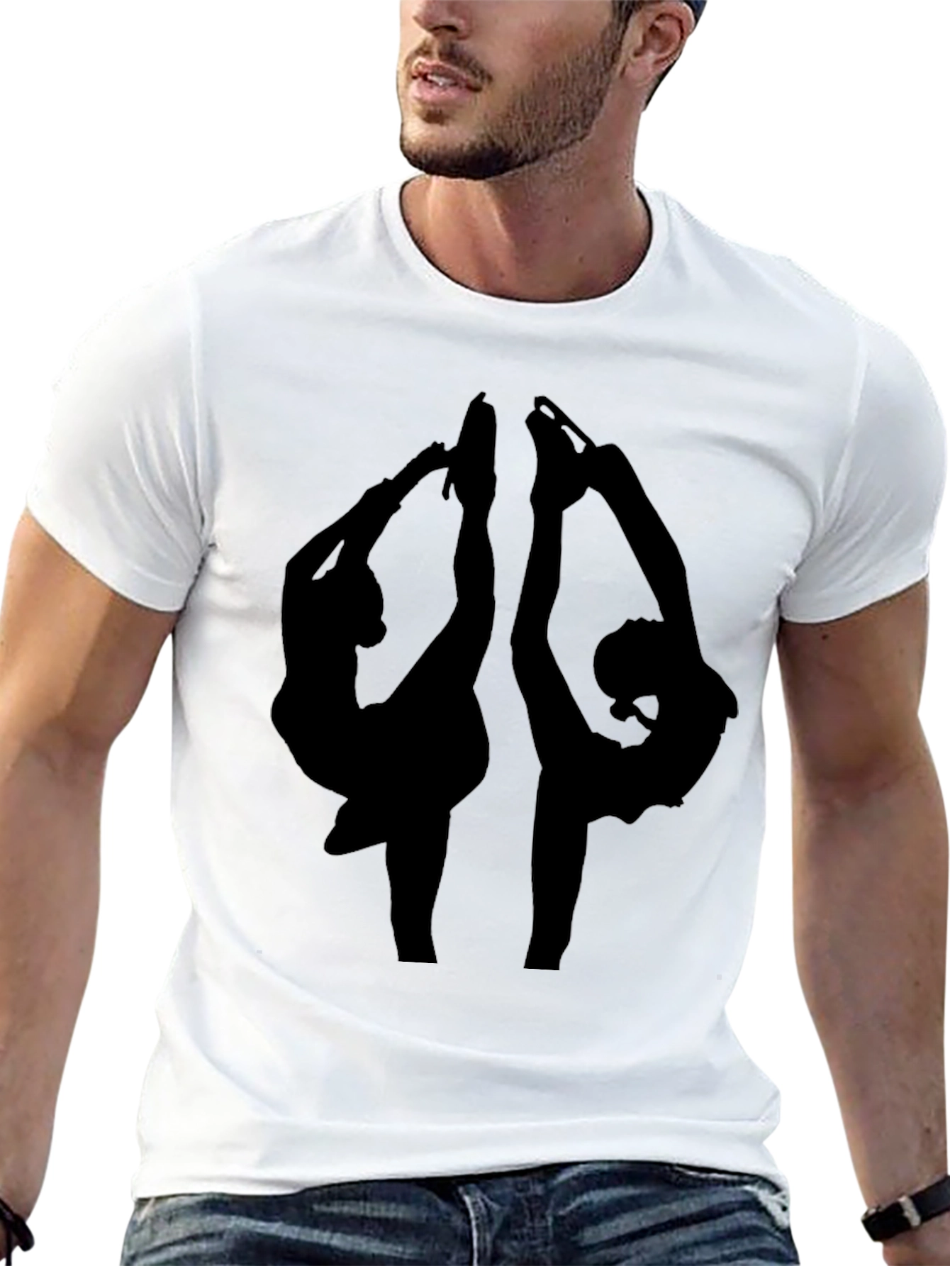 Ice Skating Silhouette Graphic Tee - Black