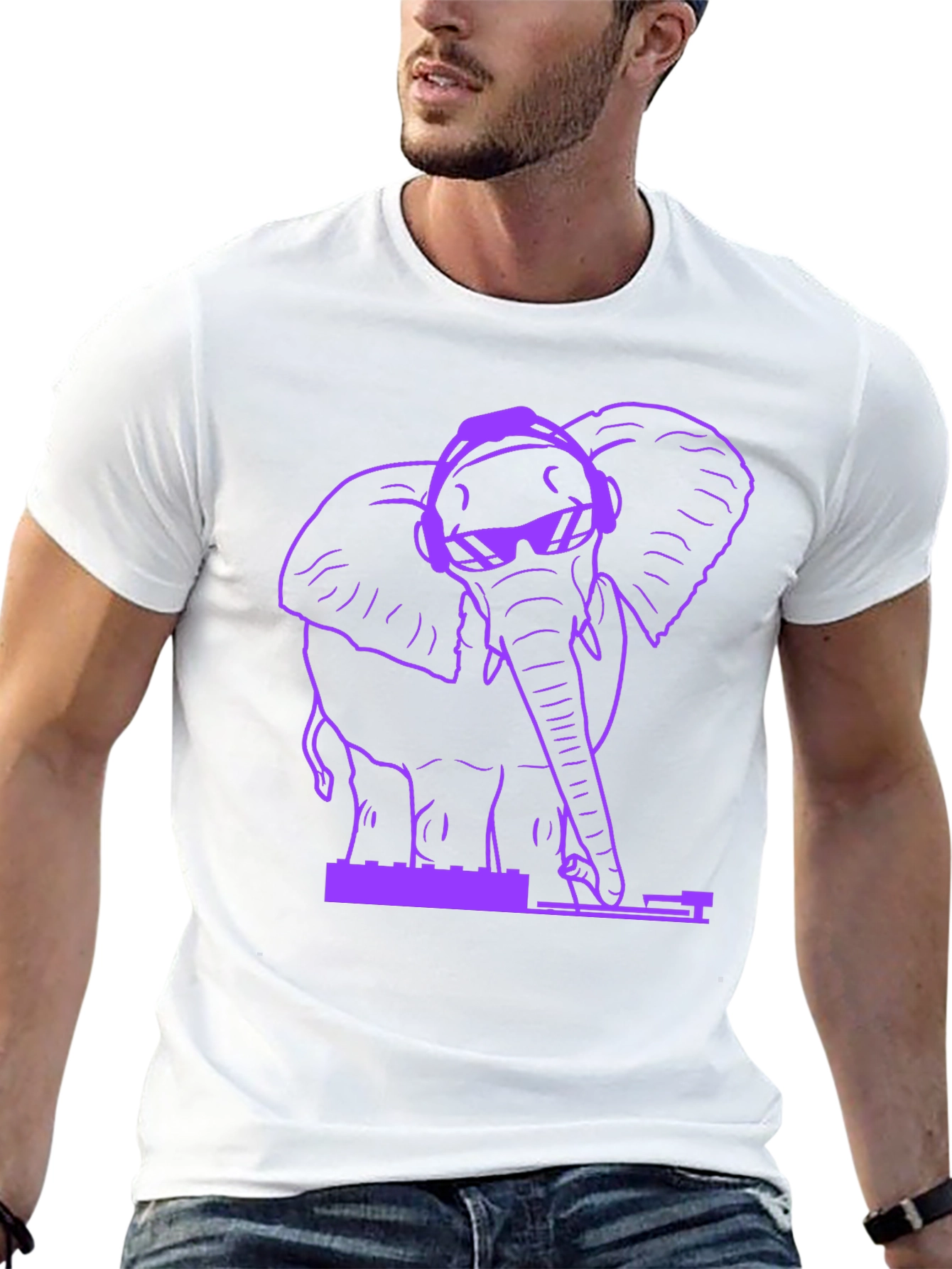 DJ Elephant Graphic T-Shirt - Black