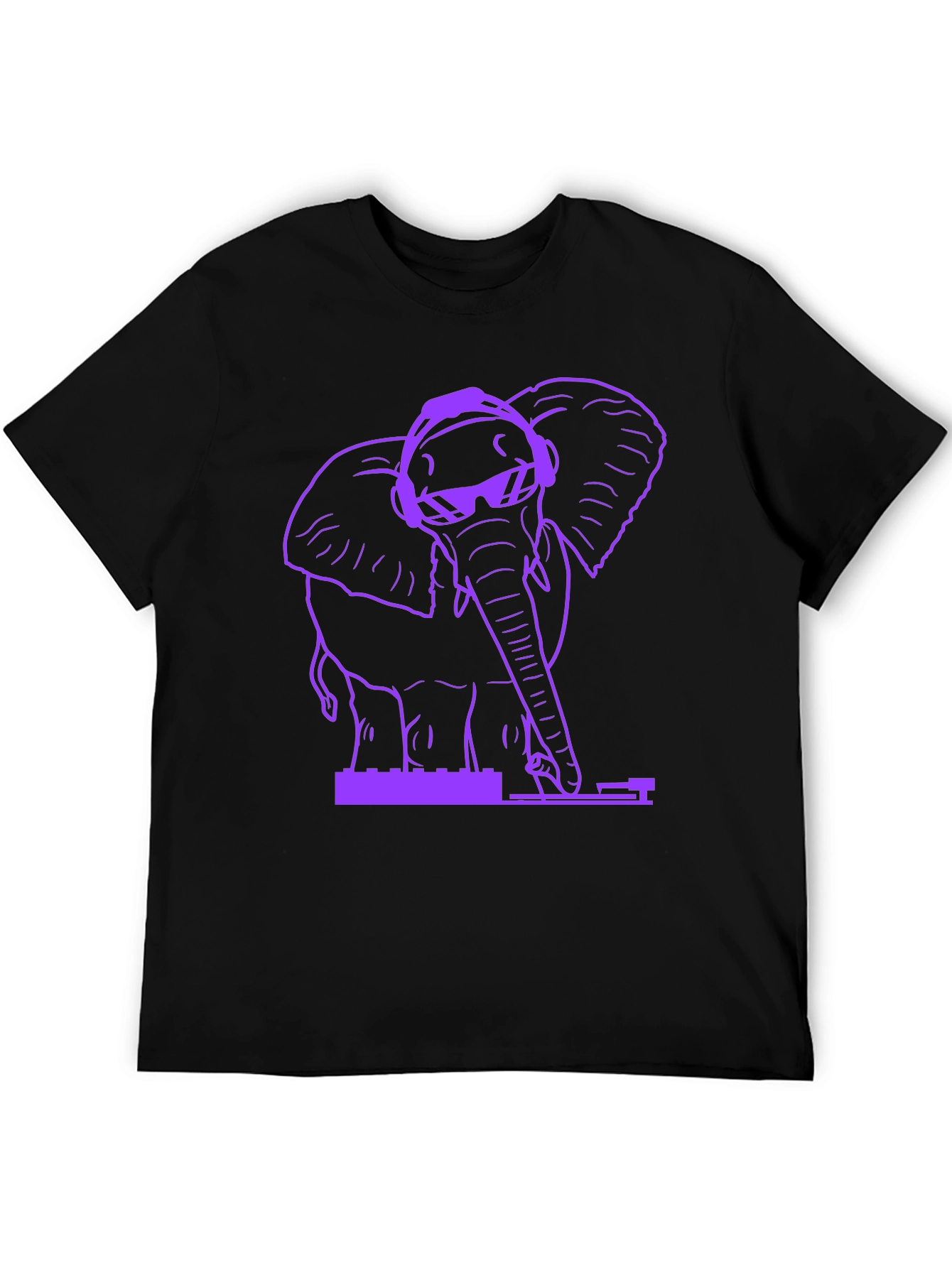 DJ Elephant Graphic T-Shirt - Black