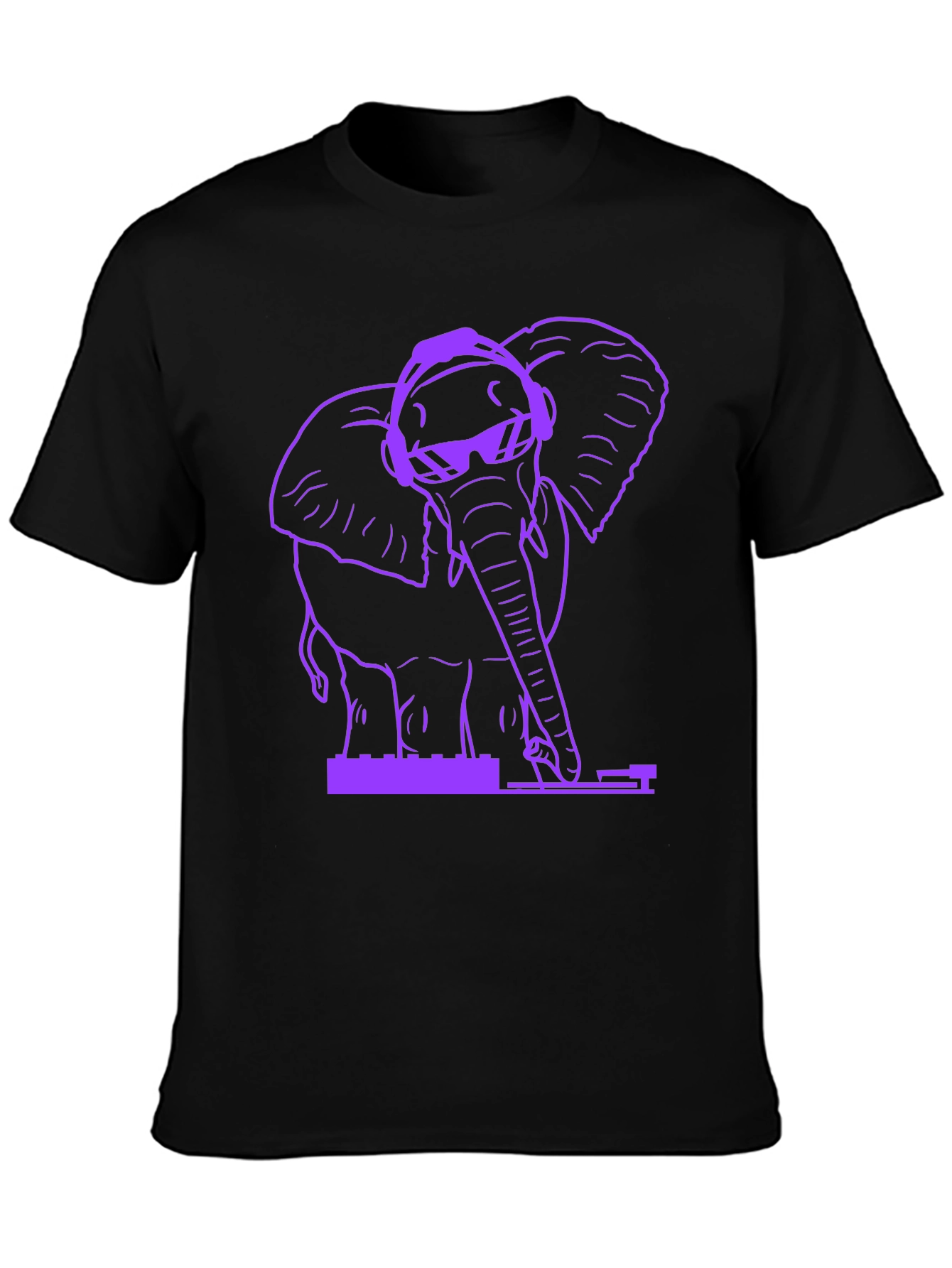 DJ Elephant Graphic T-Shirt - Black