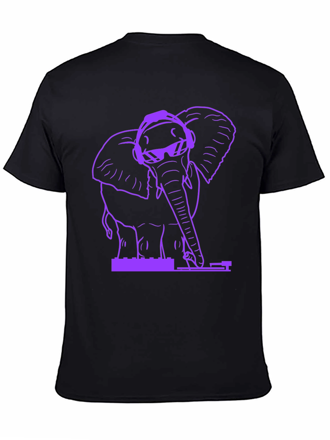 DJ Elephant Graphic T-Shirt - Black