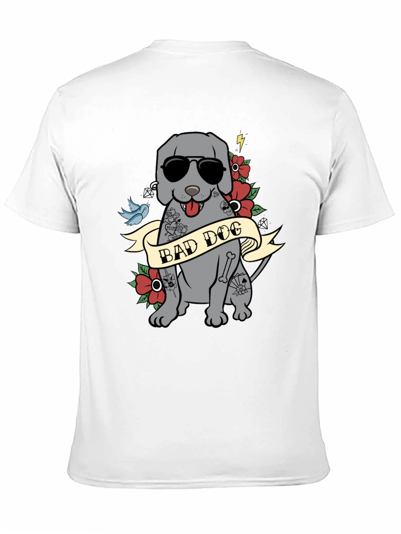 Bad Dog Tattoo Style T-Shirt - Mens Graphic Tee