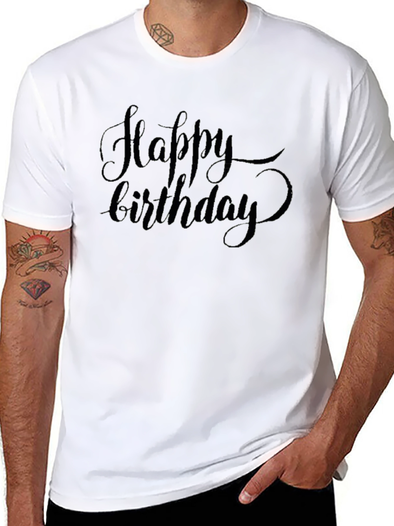 Happy Birthday Black Graphic T-Shirt