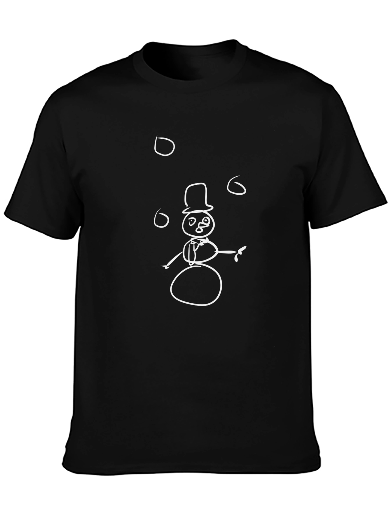 Black T-Shirt with Snowman Graphic Print