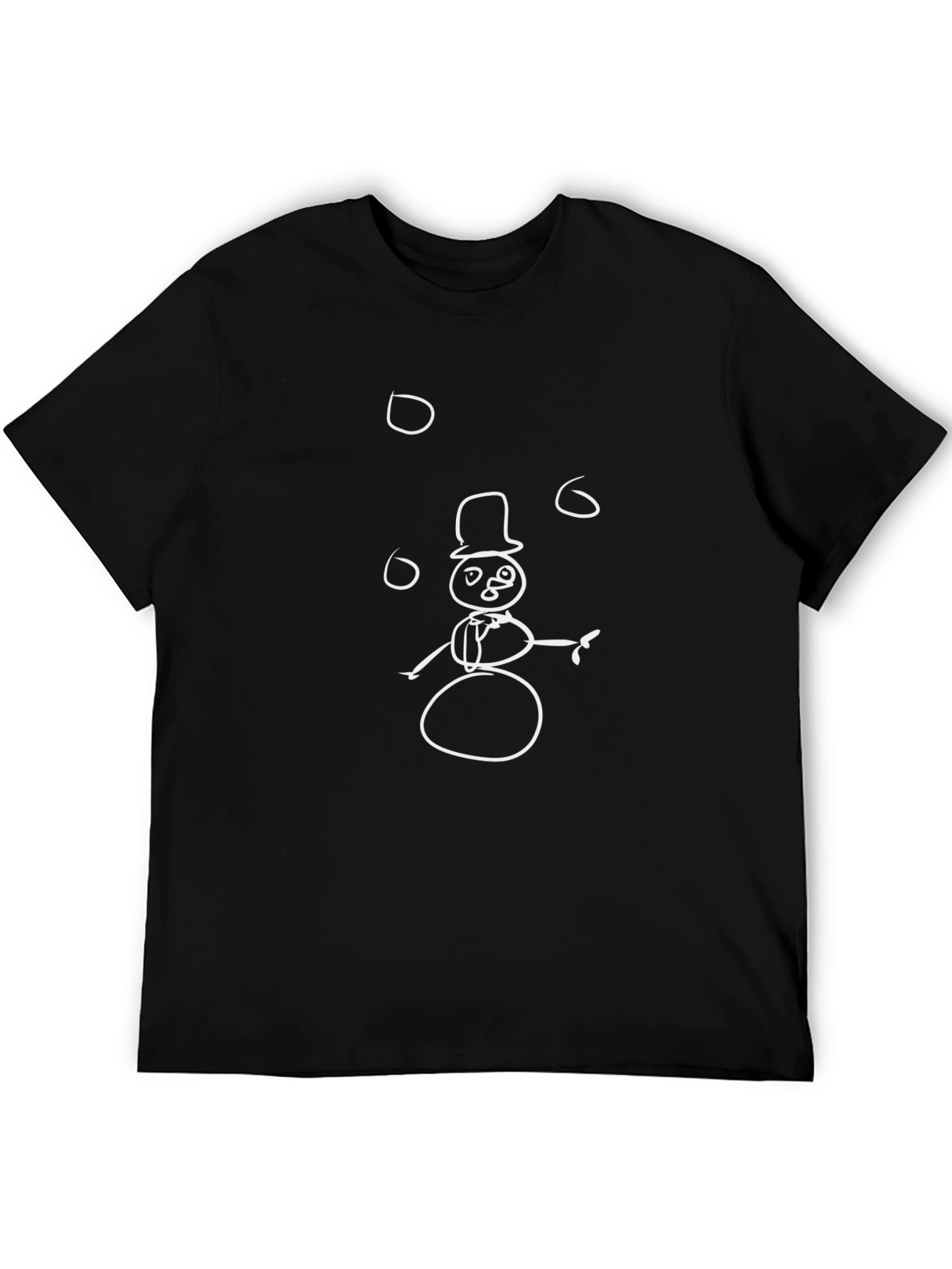 Black T-Shirt with Snowman Graphic Print