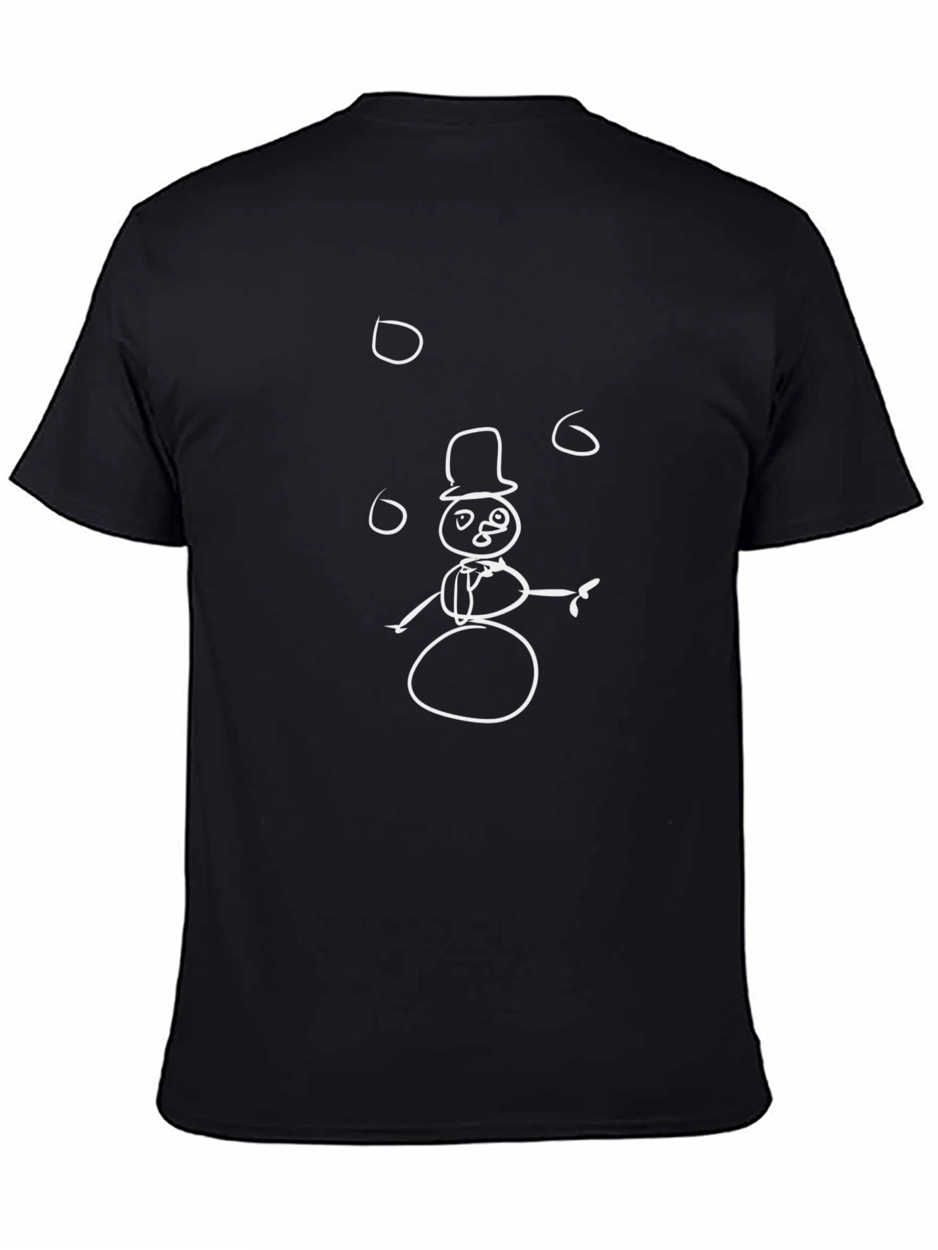 Black T-Shirt with Snowman Graphic Print