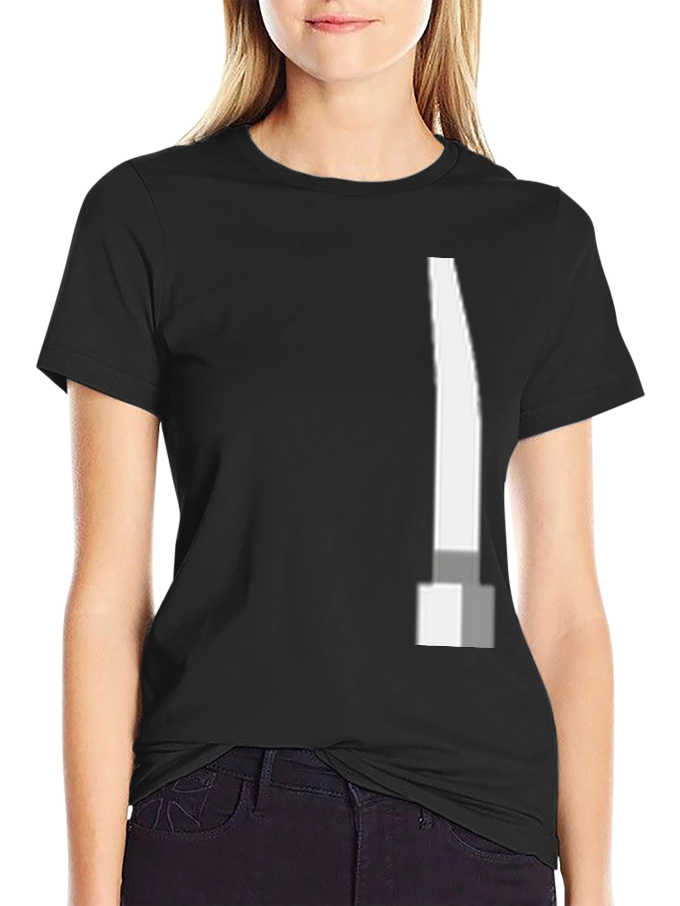 Modern Black T-Shirt with Abstract White Blade Graphic
