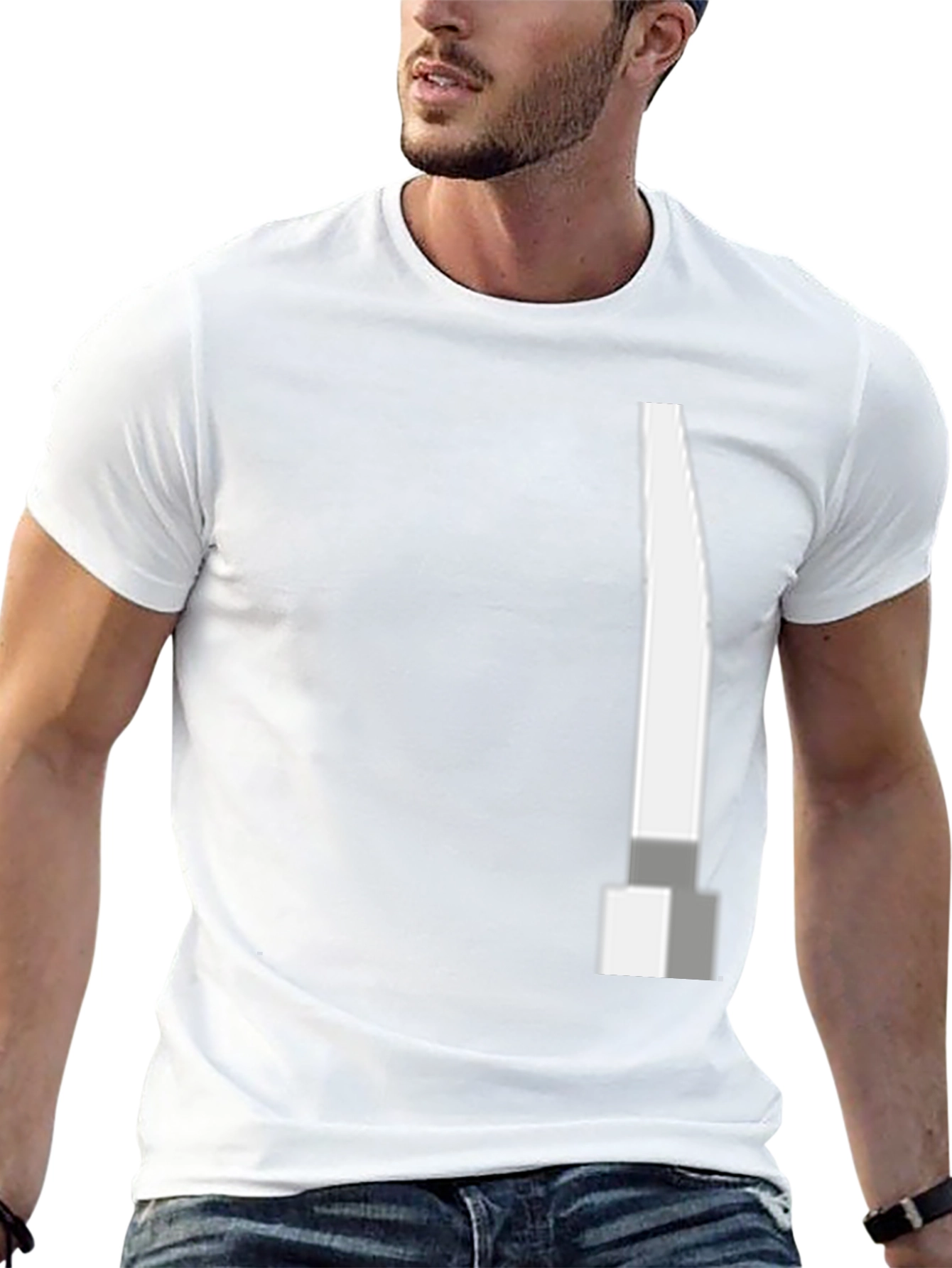Modern Black T-Shirt with Abstract White Blade Graphic