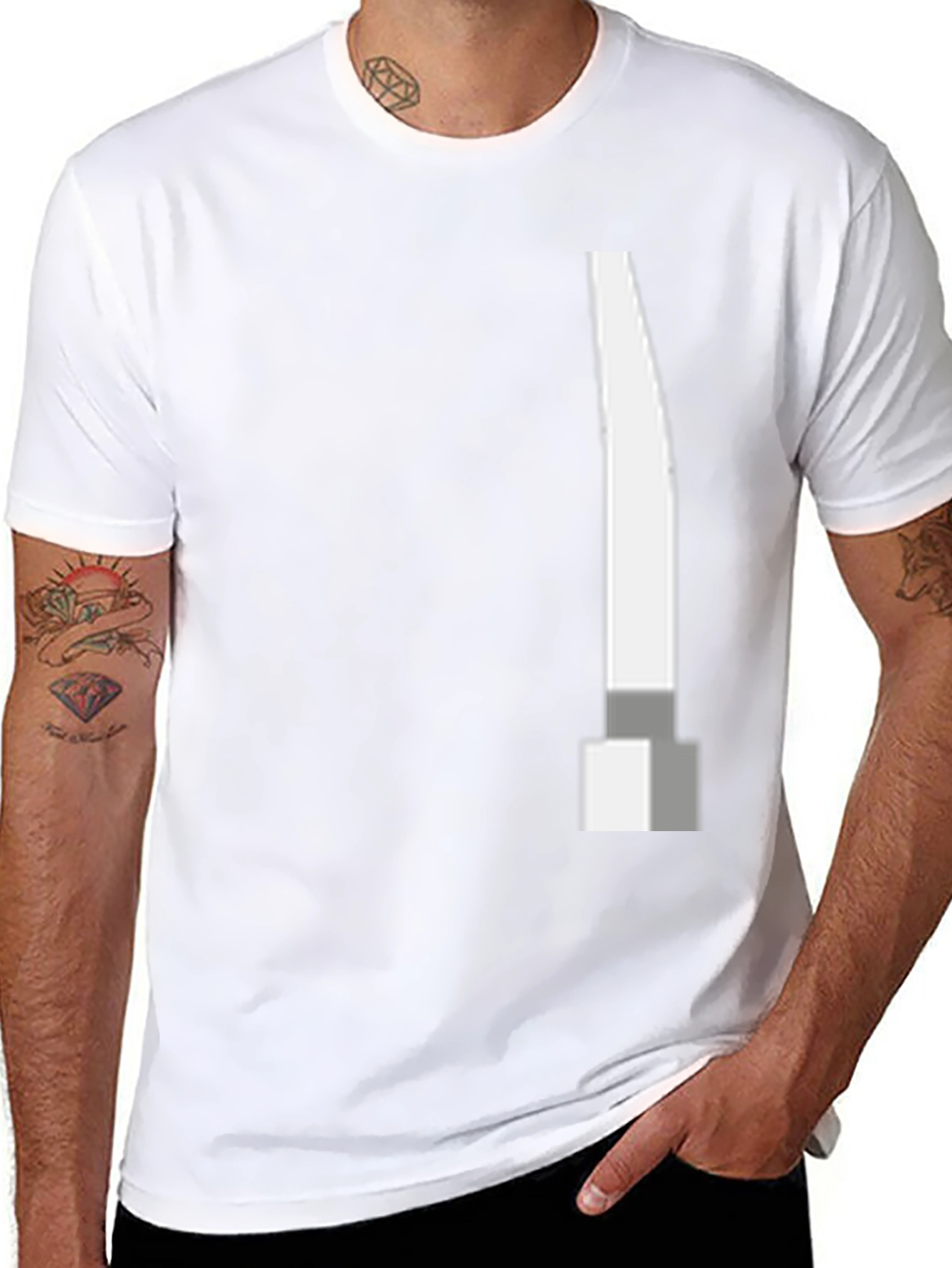 Modern Black T-Shirt with Abstract White Blade Graphic