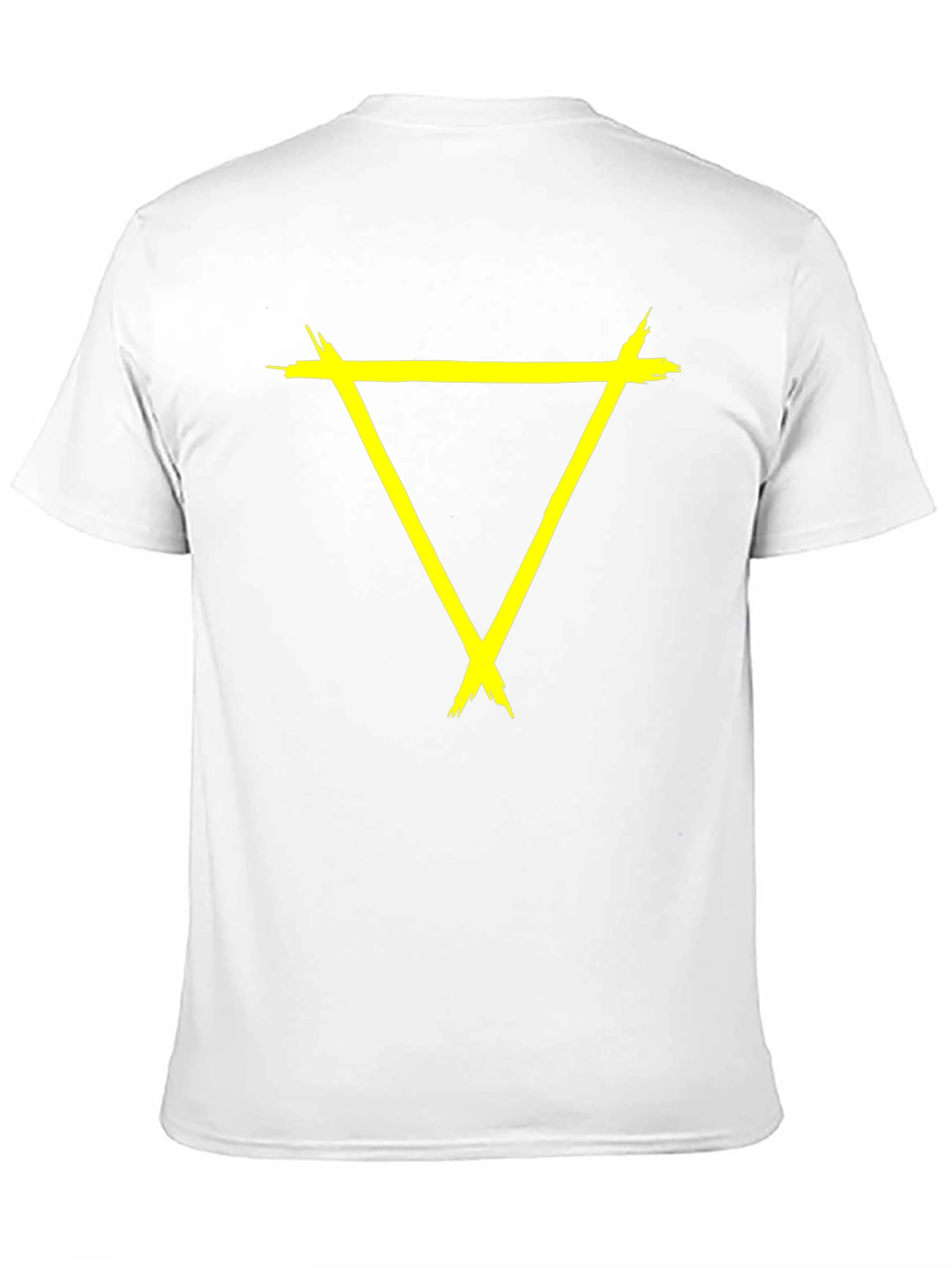 Edgy Yellow Triangle Graphic Black T-Shirt