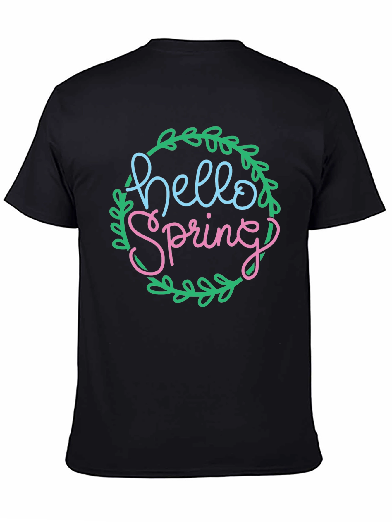 Hello Spring T-Shirt - Black Crew Neck Tee