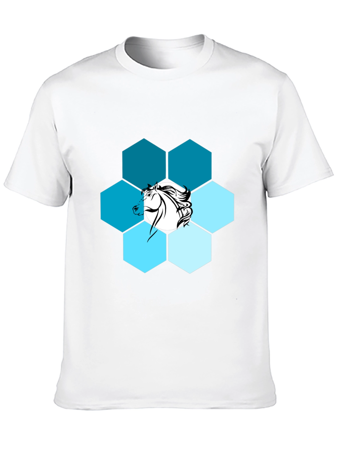 Hexagon Horse Graphic Print Crew Neck T-Shirt