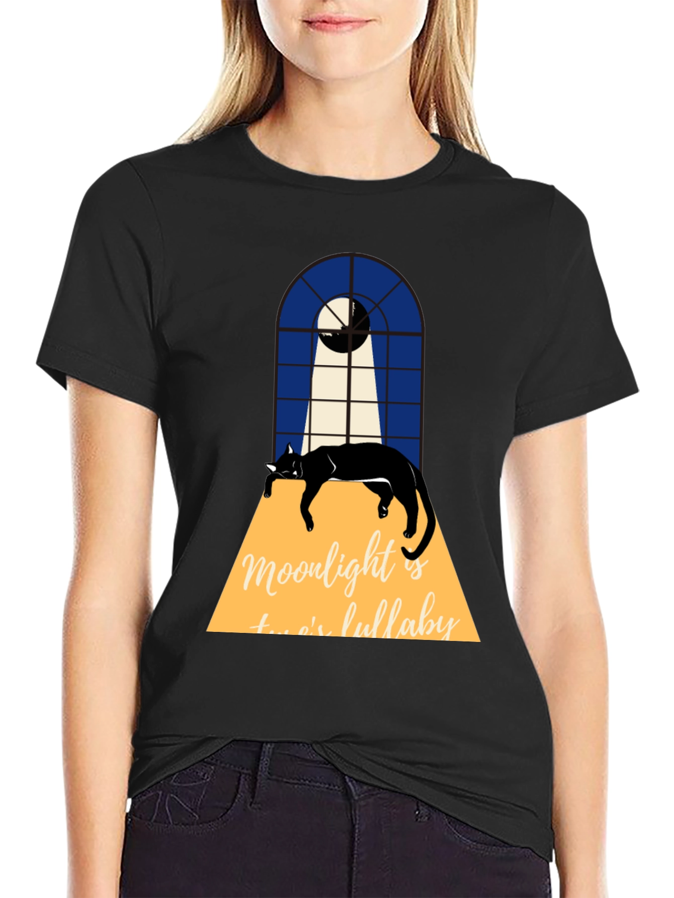 Moonlight Cat Lullaby Graphic Tee