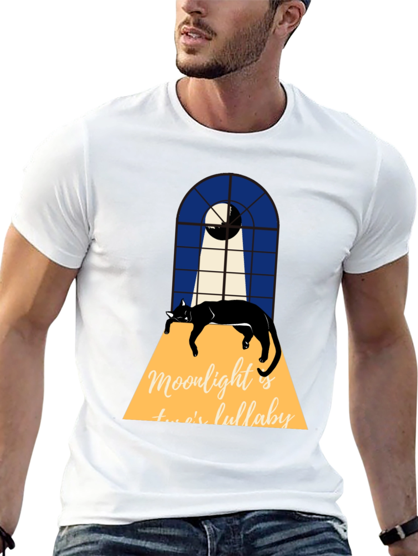 Moonlight Cat Lullaby Graphic Tee