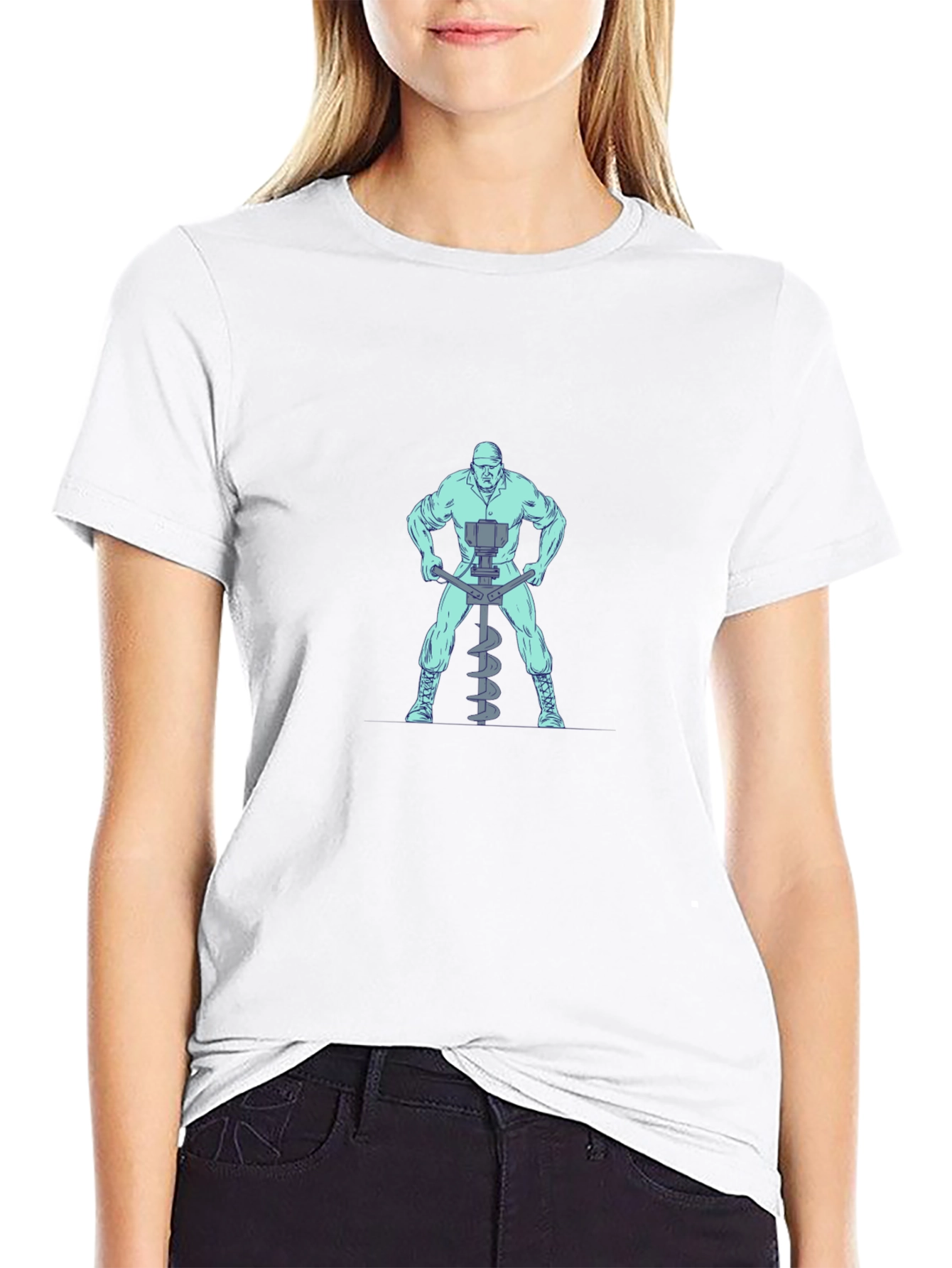 Man With Auger T-Shirt - Black