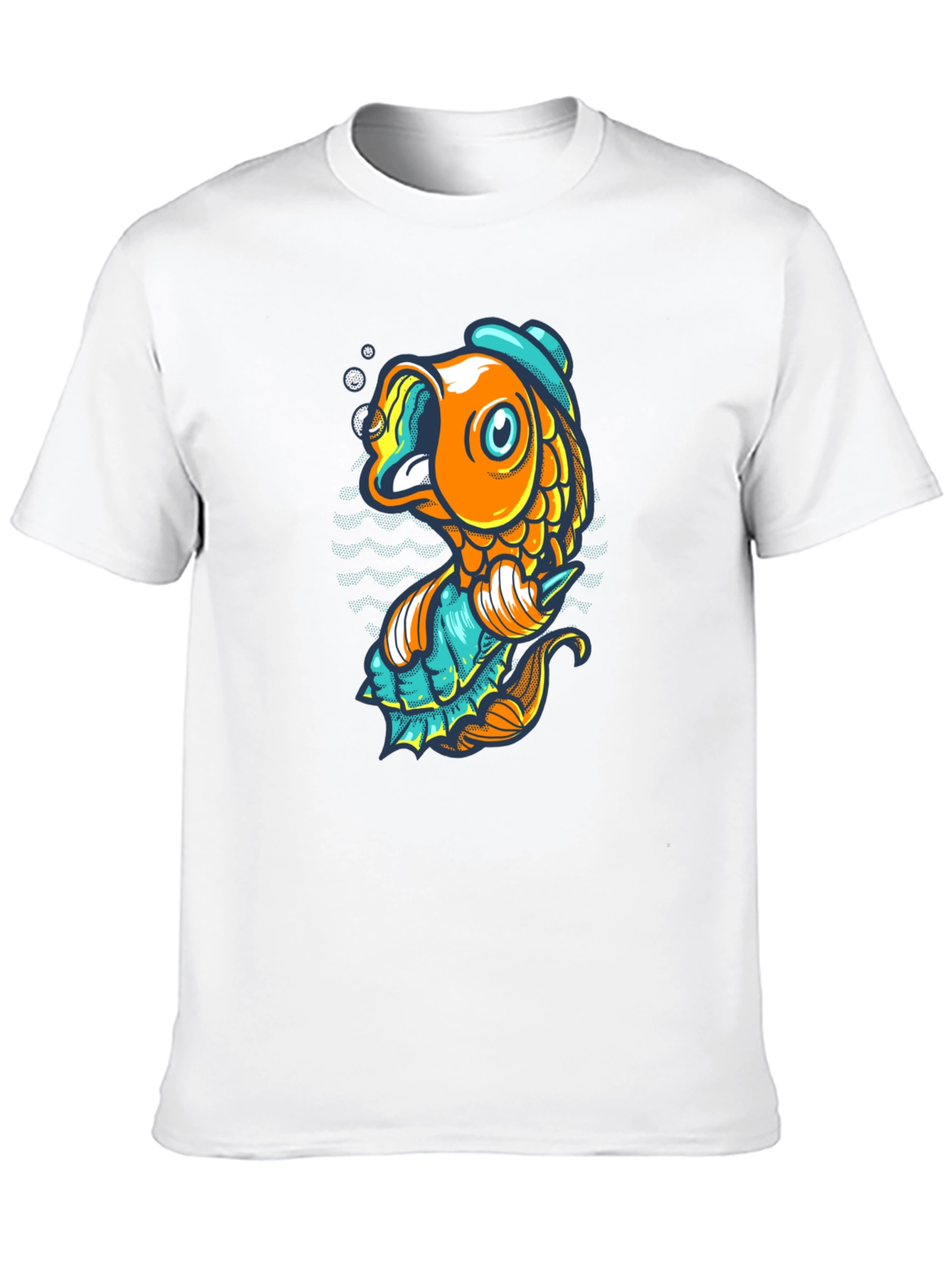 Black T-Shirt with Cartoon Fish Graphic