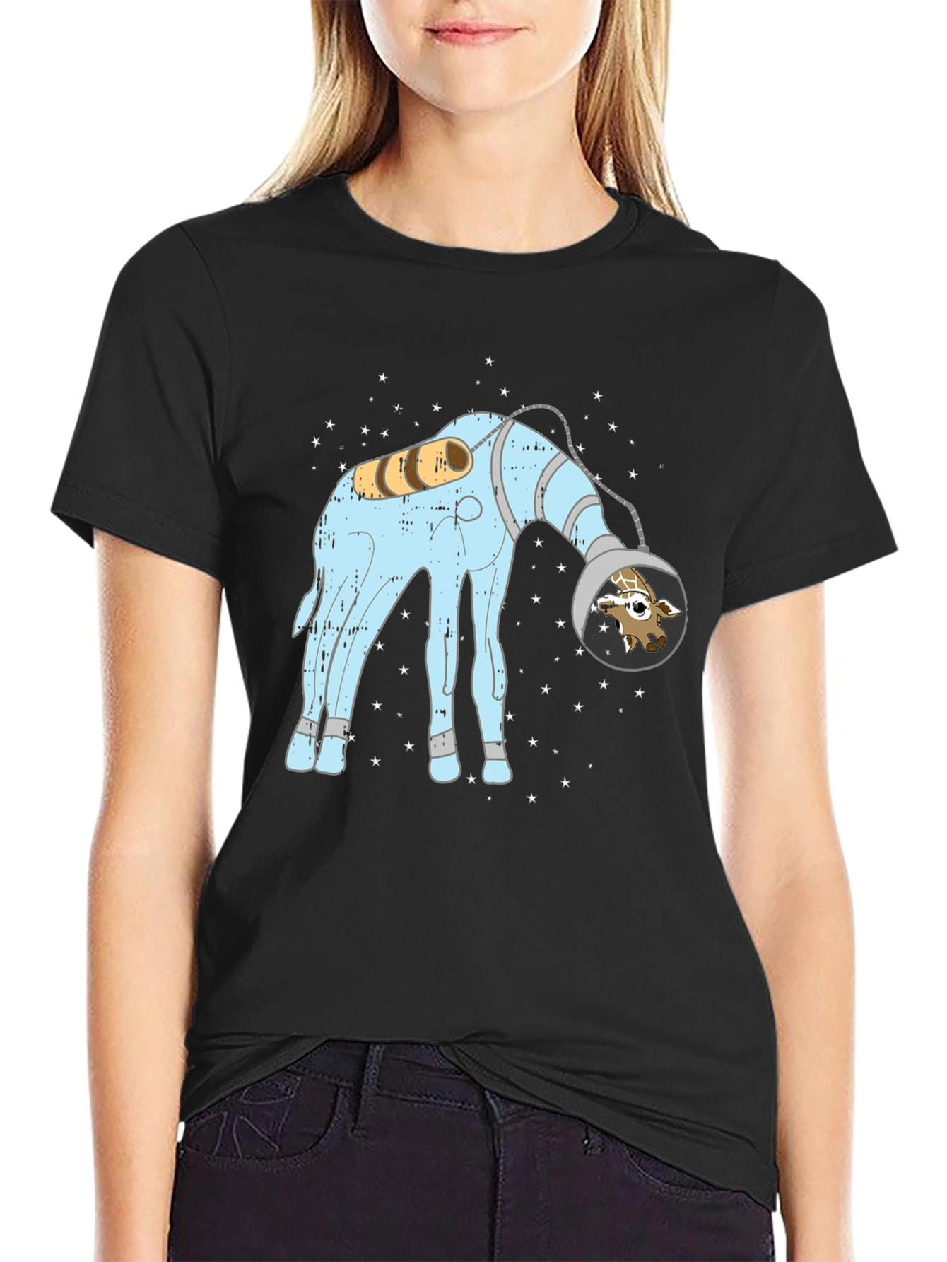 Giraffe Astronaut Graphic Tee - Cosmic Style