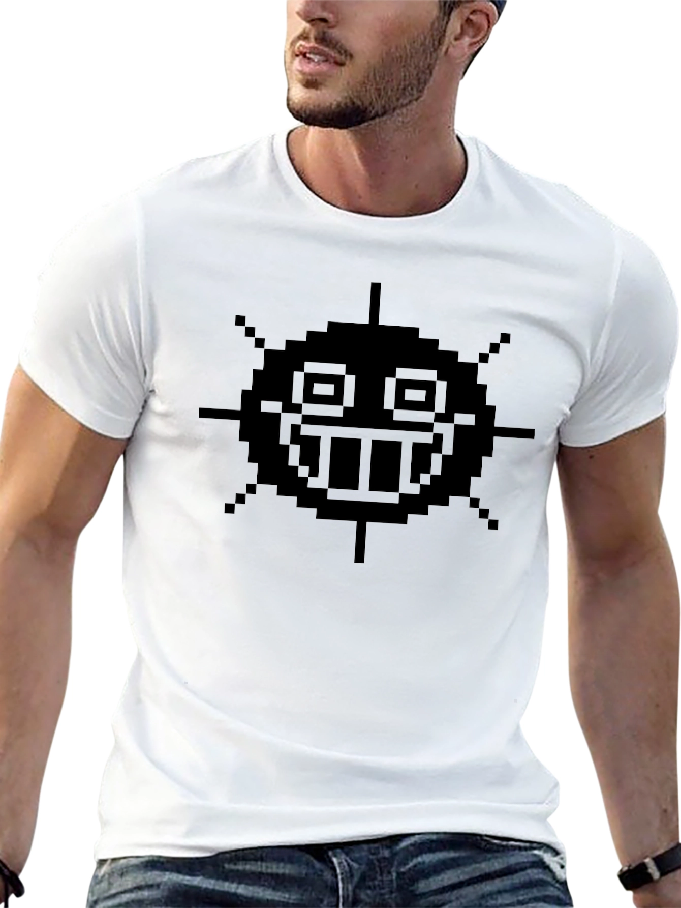 Pixel Art Sun Graphic Black T-Shirt