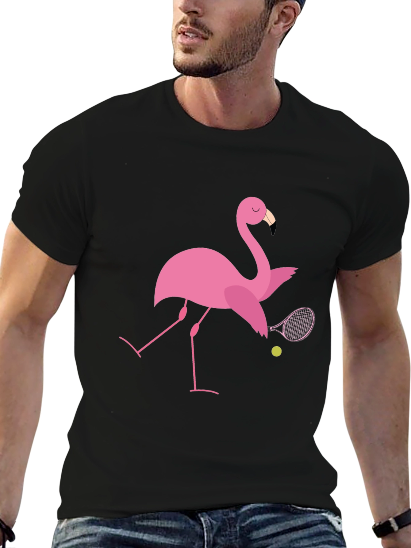 Flamingo Tennis T-Shirt: Quirky Design Premium Comfort