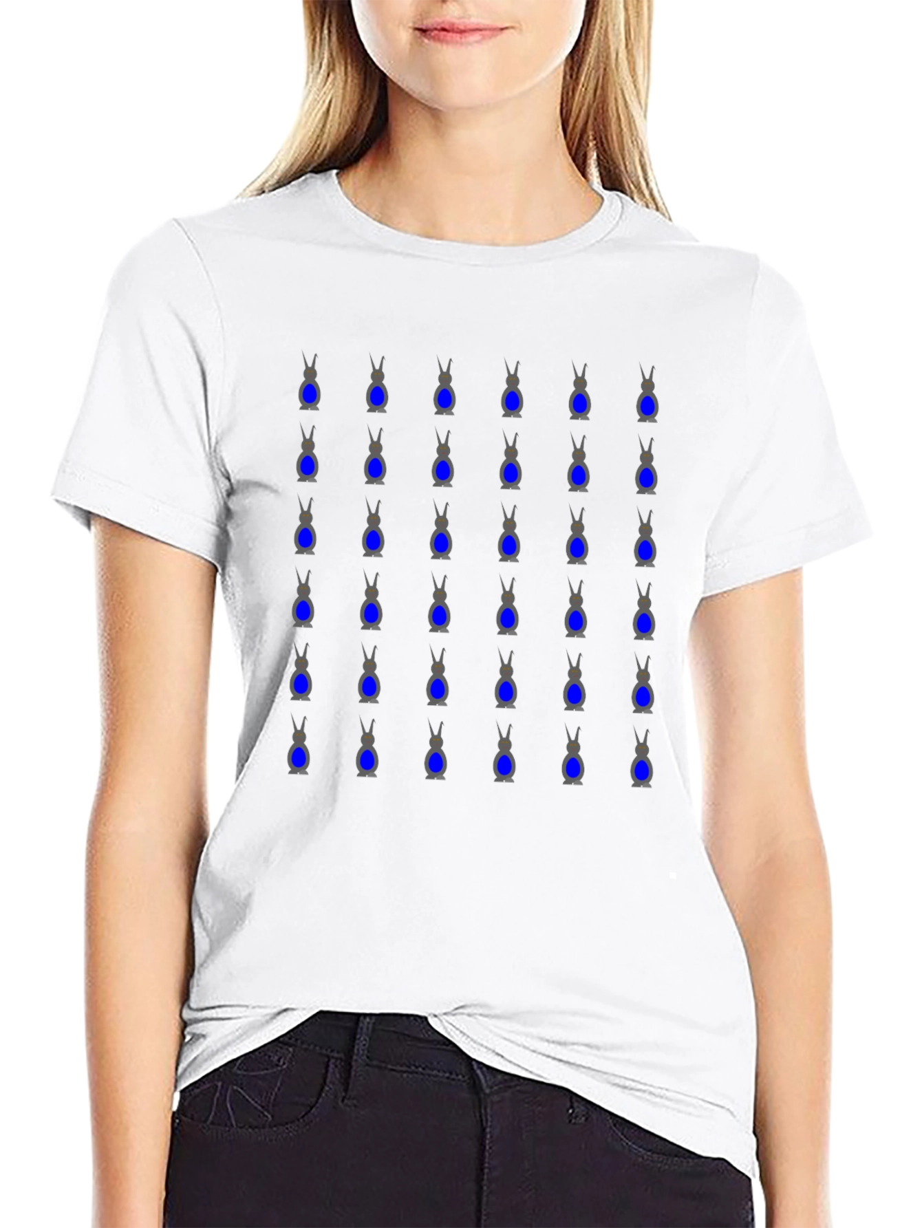 Geometric Alien T-Shirt - Black Cotton Crew Neck