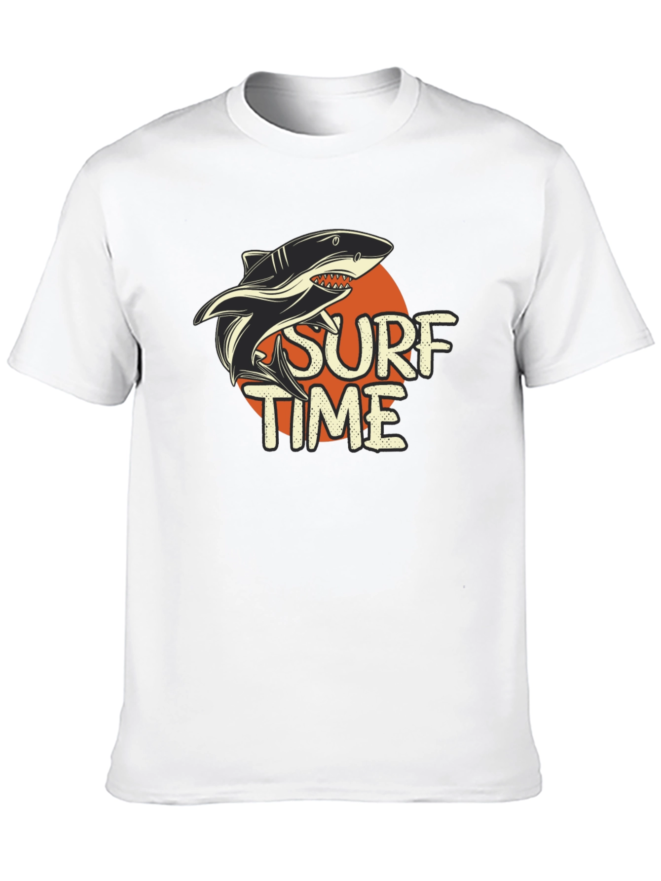 Surf Time Shark Graphic Tee - Black Cotton T-Shirt
