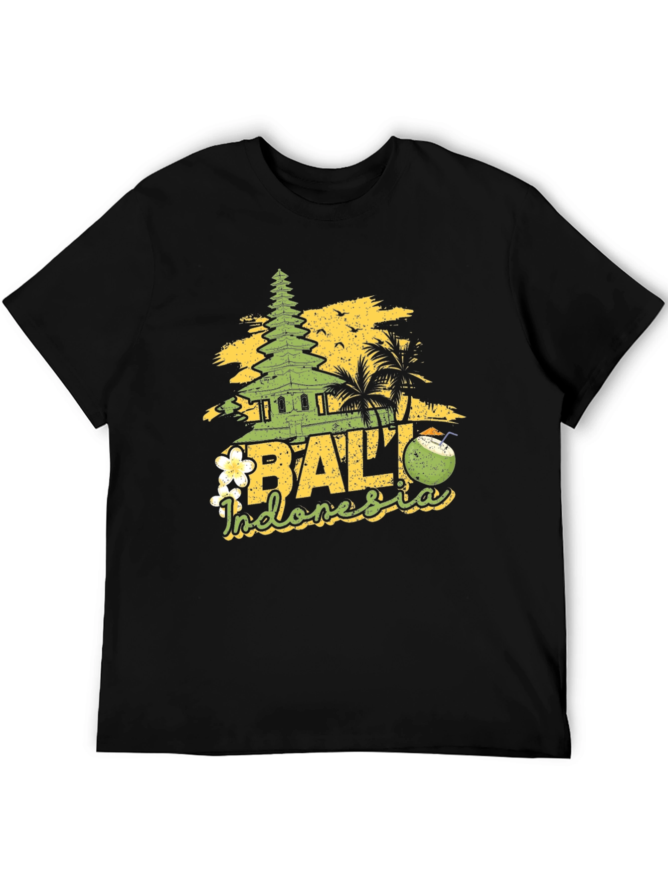 Bali Indonesia Graphic Print Black T-Shirt