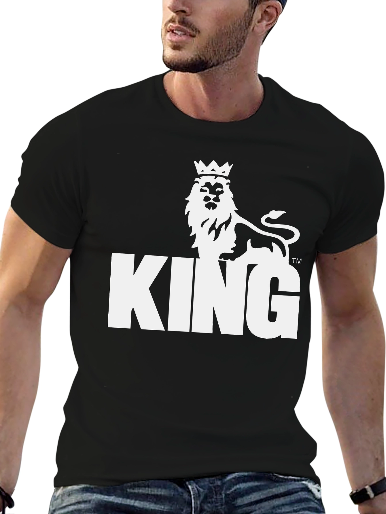 King Lion Graphic Tee - Black Cotton Blend