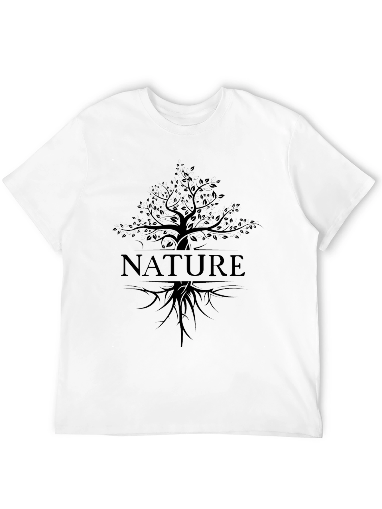 Nature Tree Graphic Tee - Black Cotton Casual T-Shirt