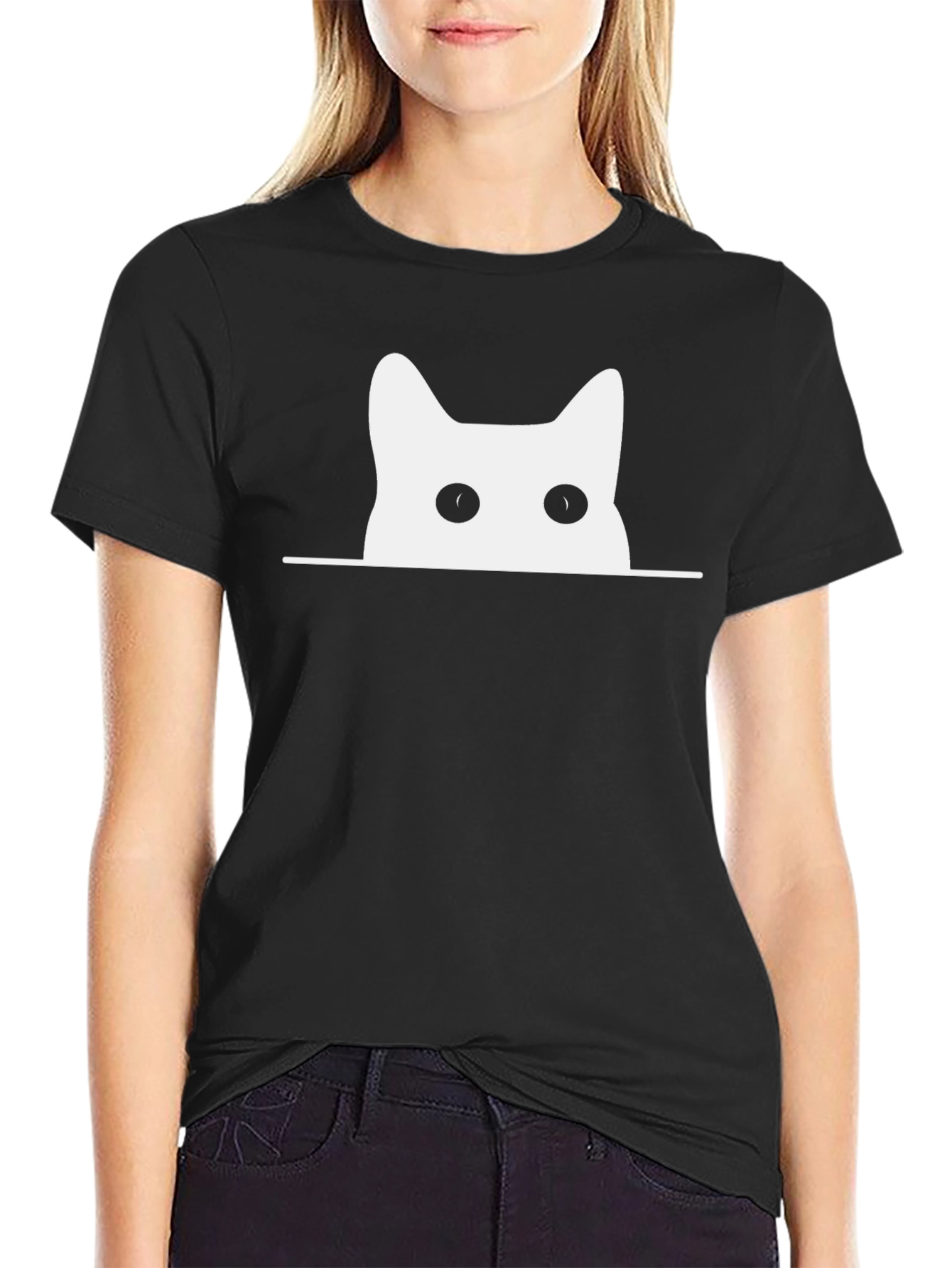 Peek-a-Boo Cat Graphic Tee - Soft Cotton Blend
