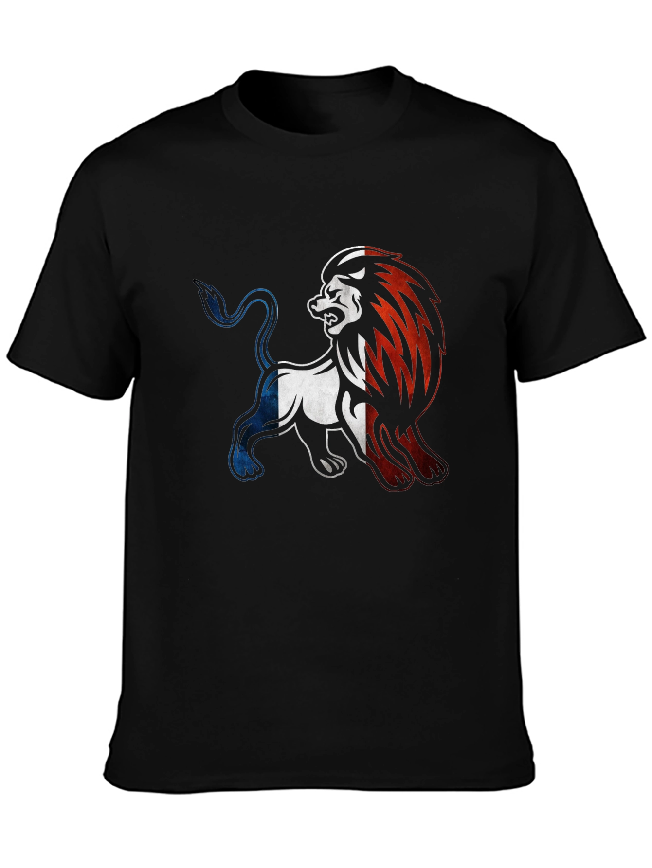 French Flag Lion Graphic Tee - Black