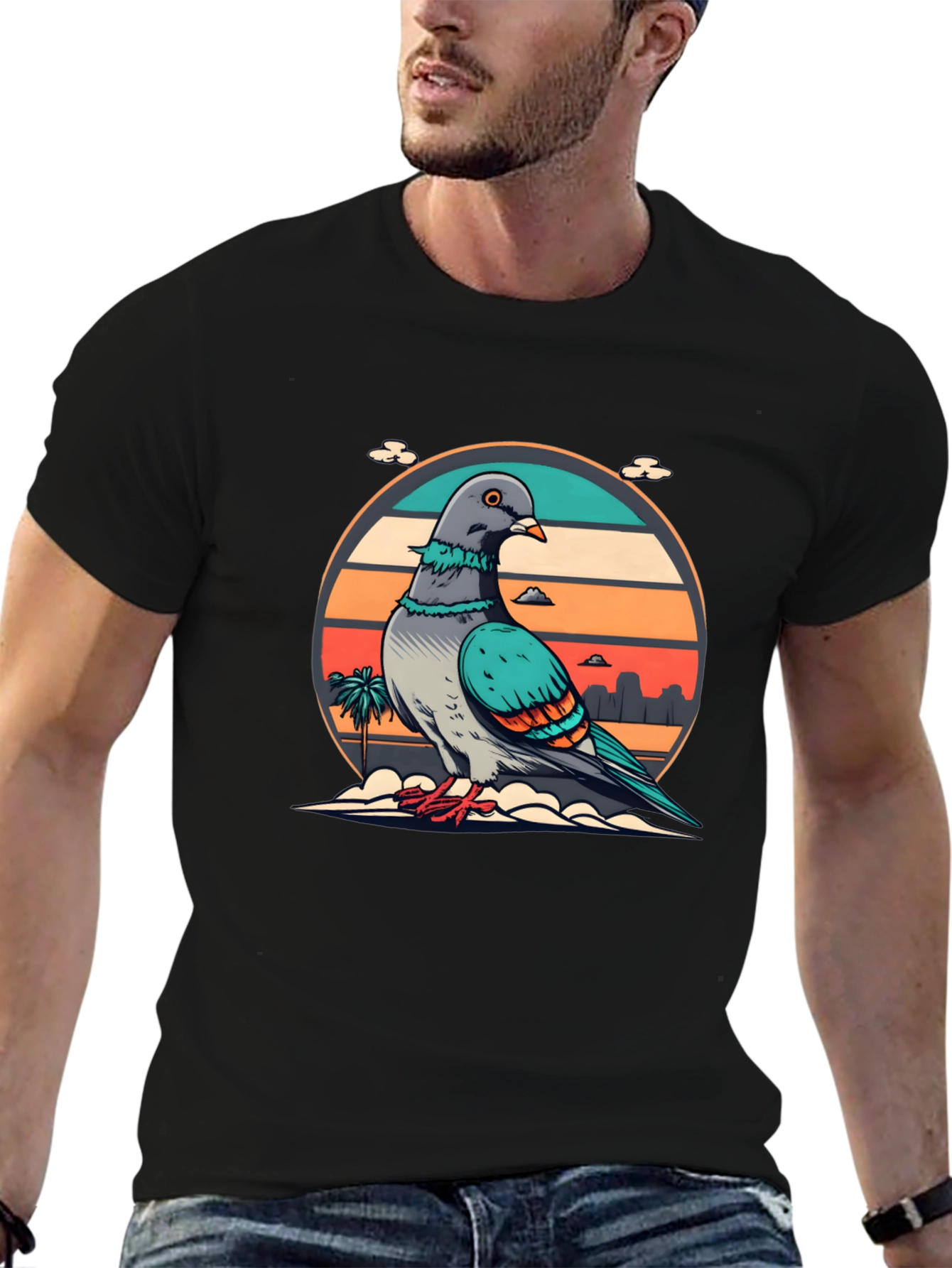 Retro Pigeon Graphic Tee - Unique Urban Style