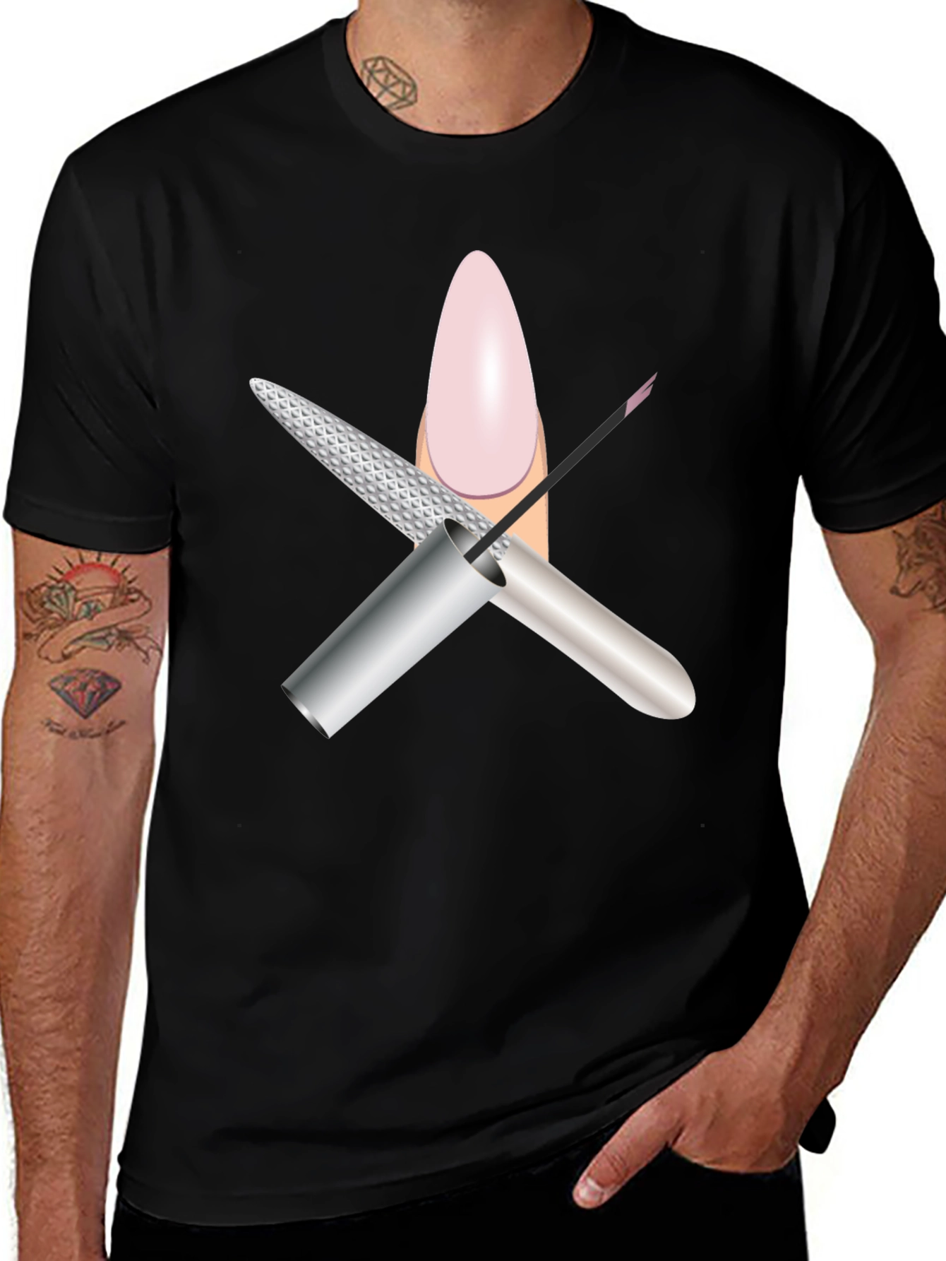 Mans Black Nail Salon Graphic Tee