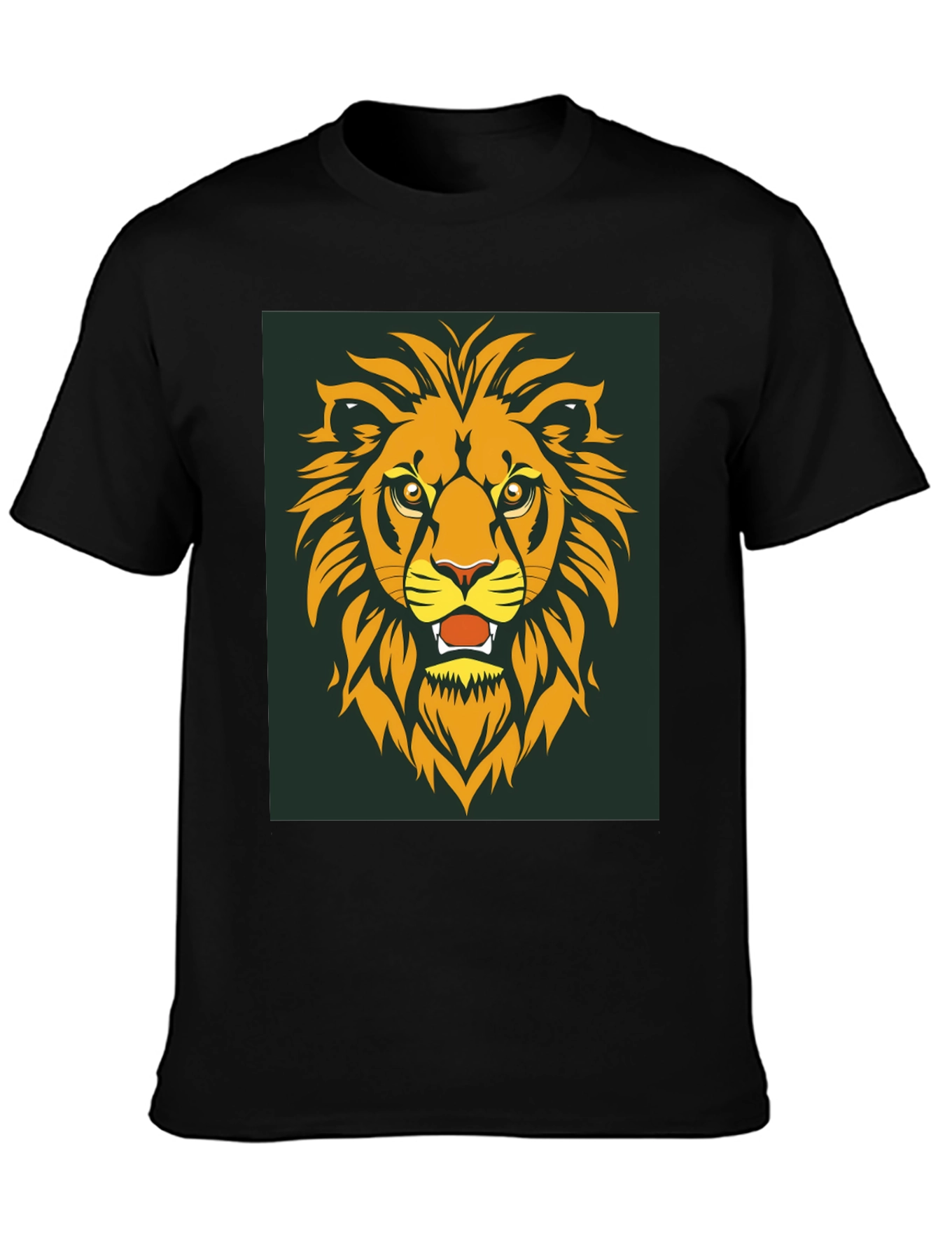 Lion Head Graphic Tee - Bold Black Cotton