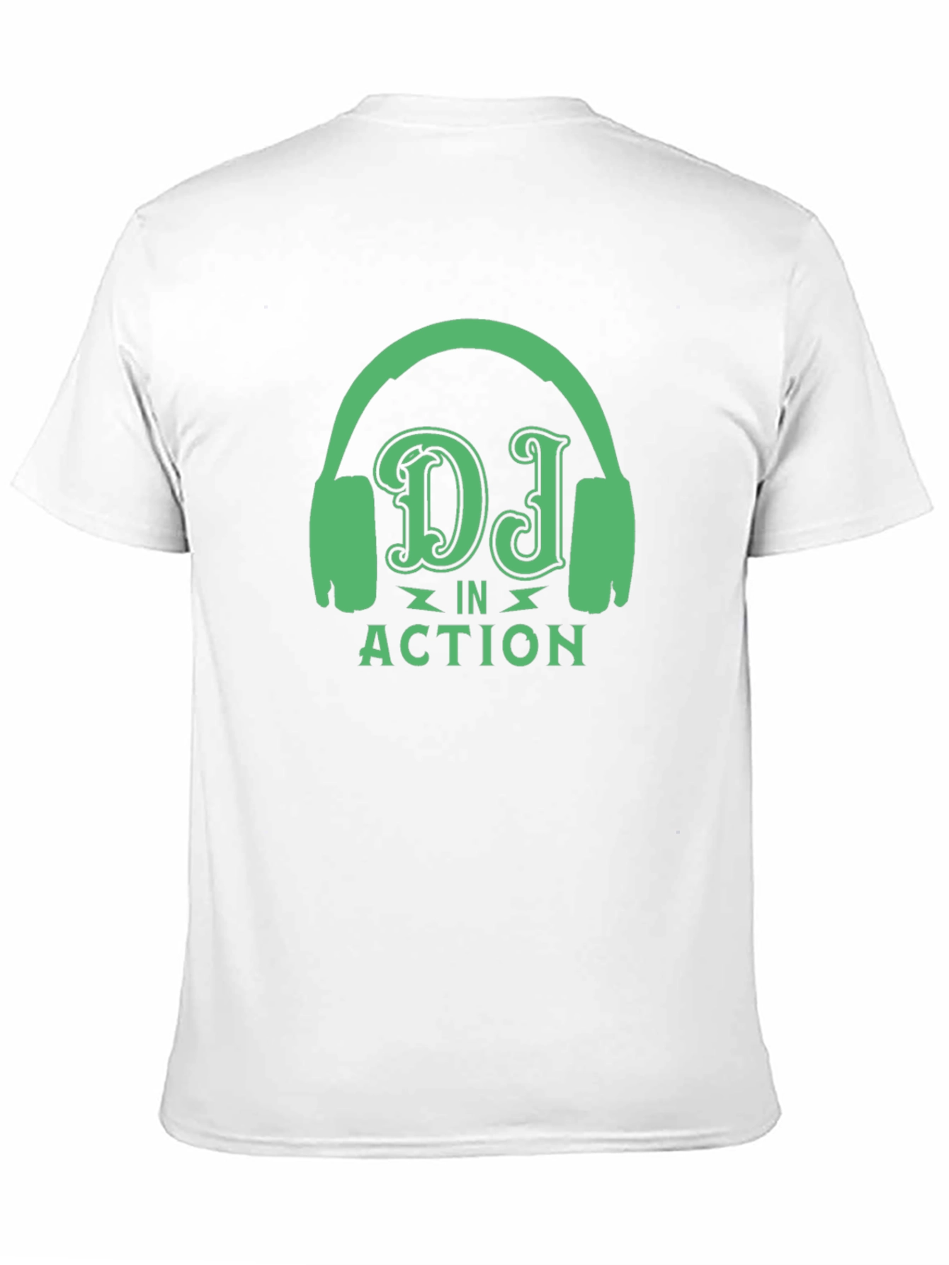 DJ in Action Black T-Shirt with Headphone Design