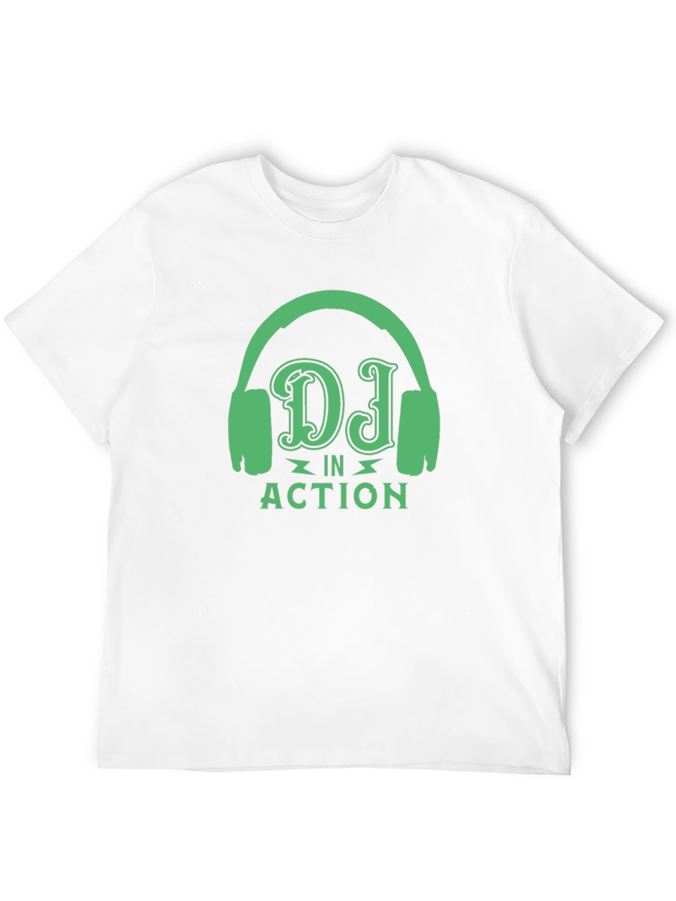 DJ in Action Black T-Shirt with Headphone Design