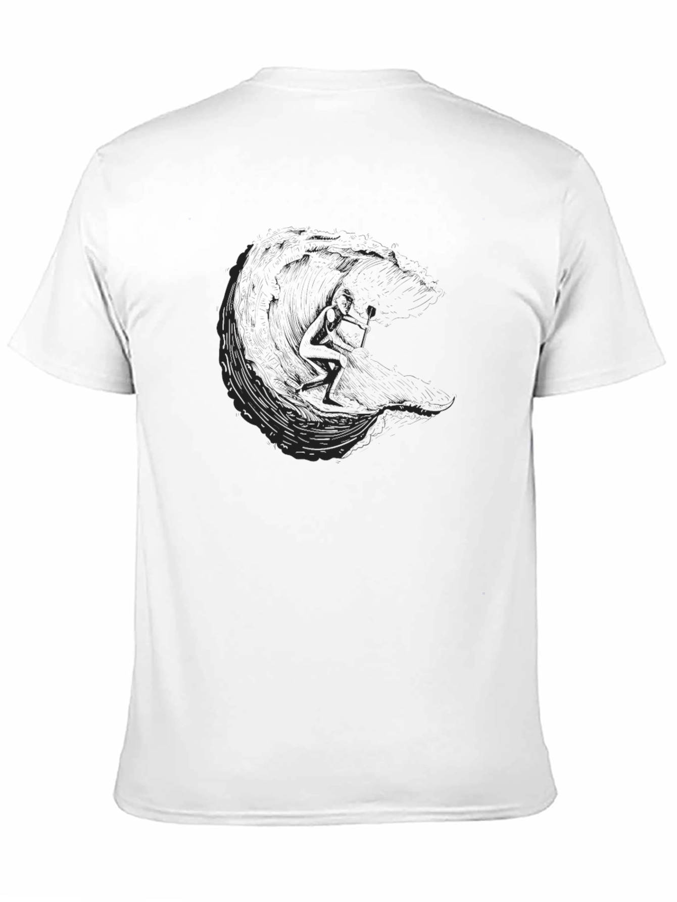 Mens Black T-Shirt with Surfer Graphic