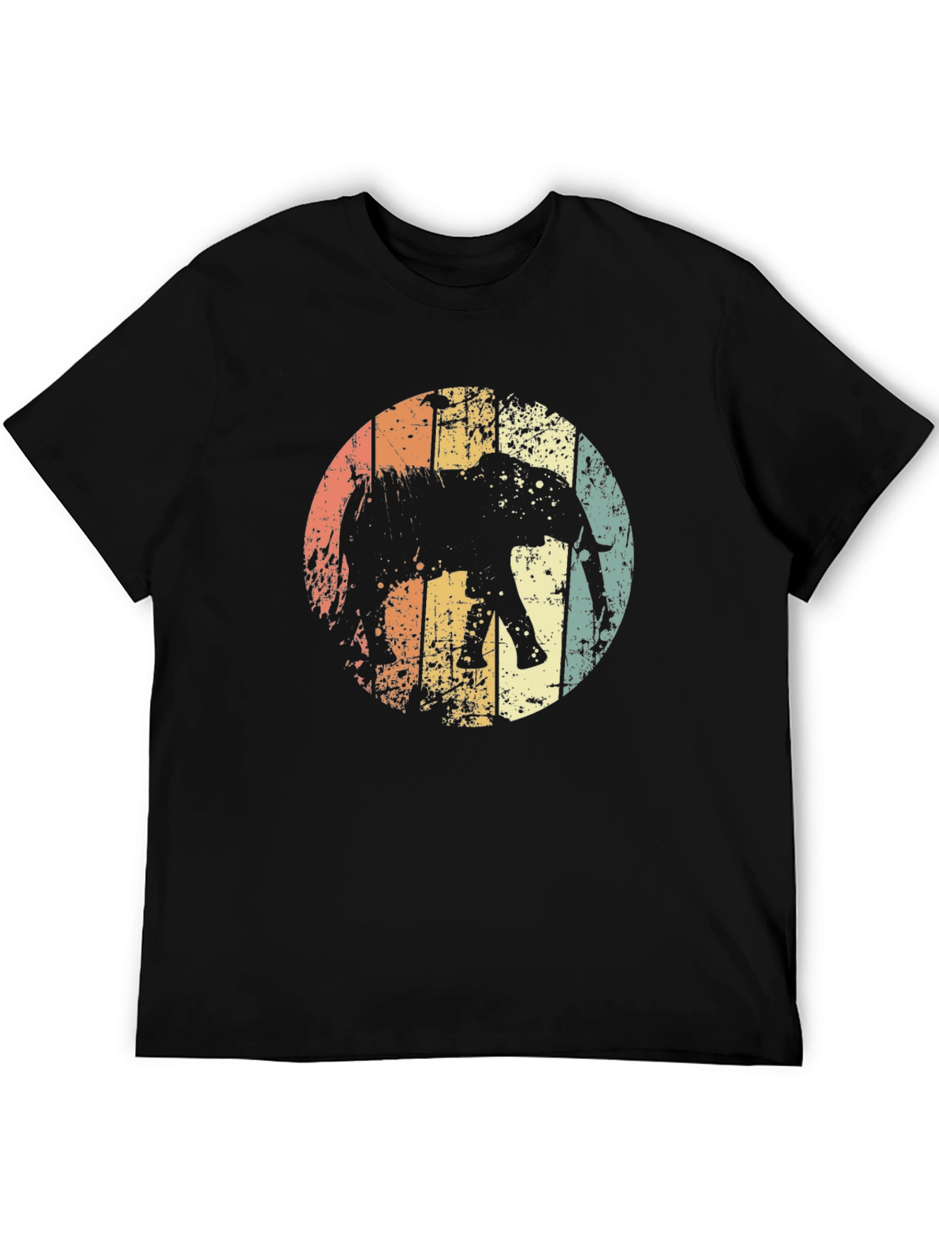 Retro Elephant Graphic T-Shirt - Unisex Black Tee