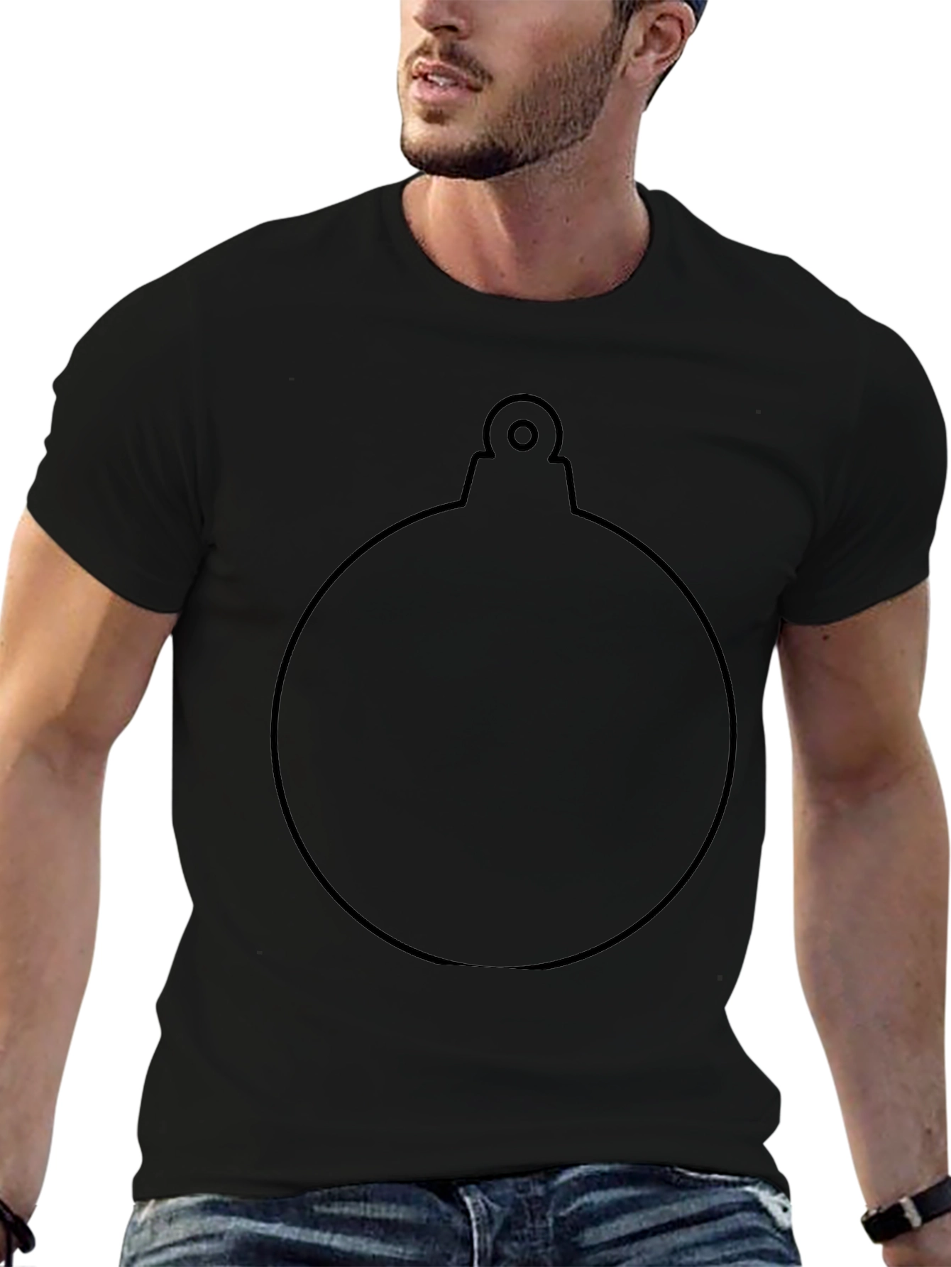 Black Christmas Ornament Graphic Tee - Holiday Style