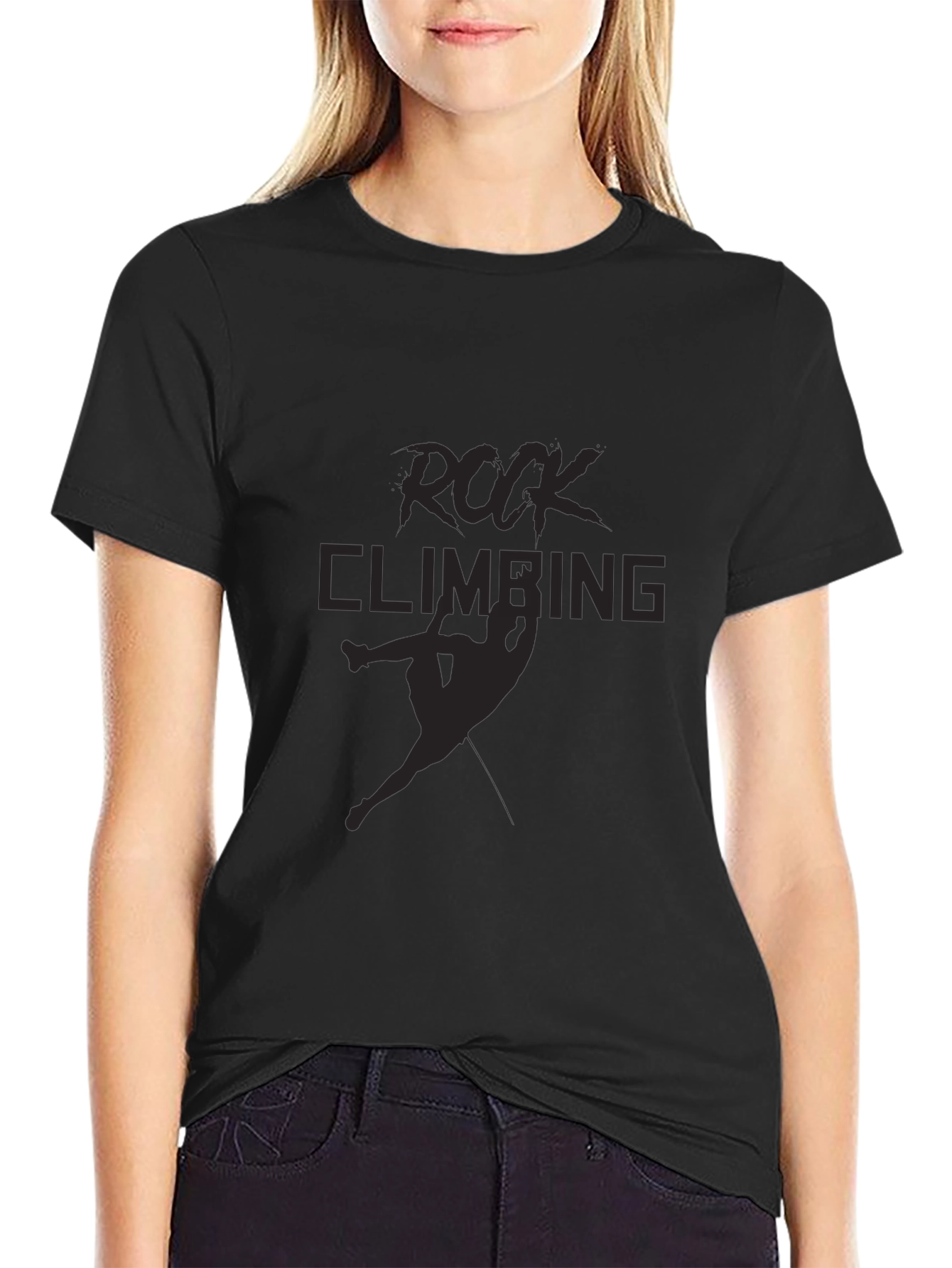 Rock Climbing Graphic Tee - Black Cotton Blend