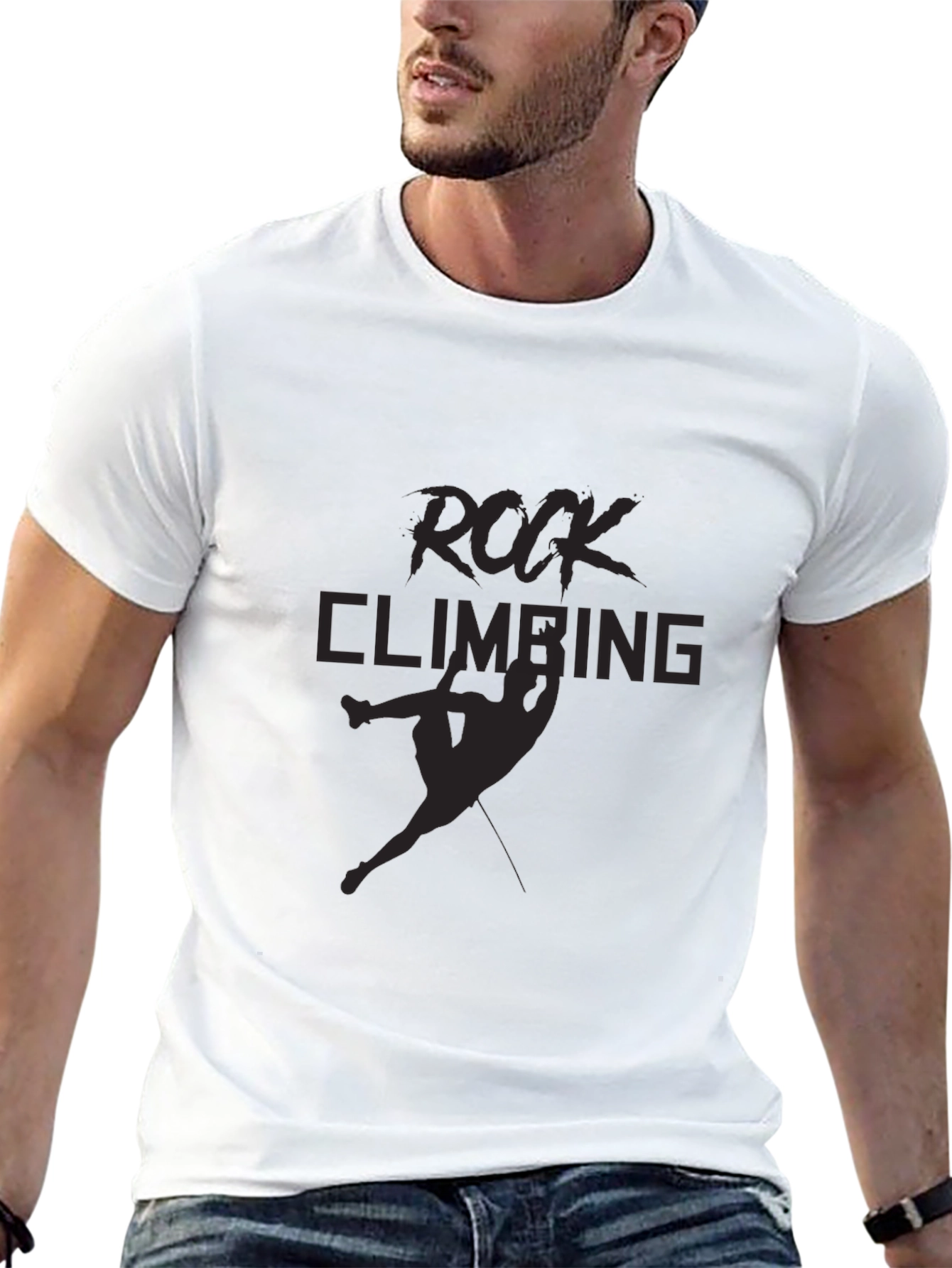 Rock Climbing Graphic Tee - Black Cotton Blend