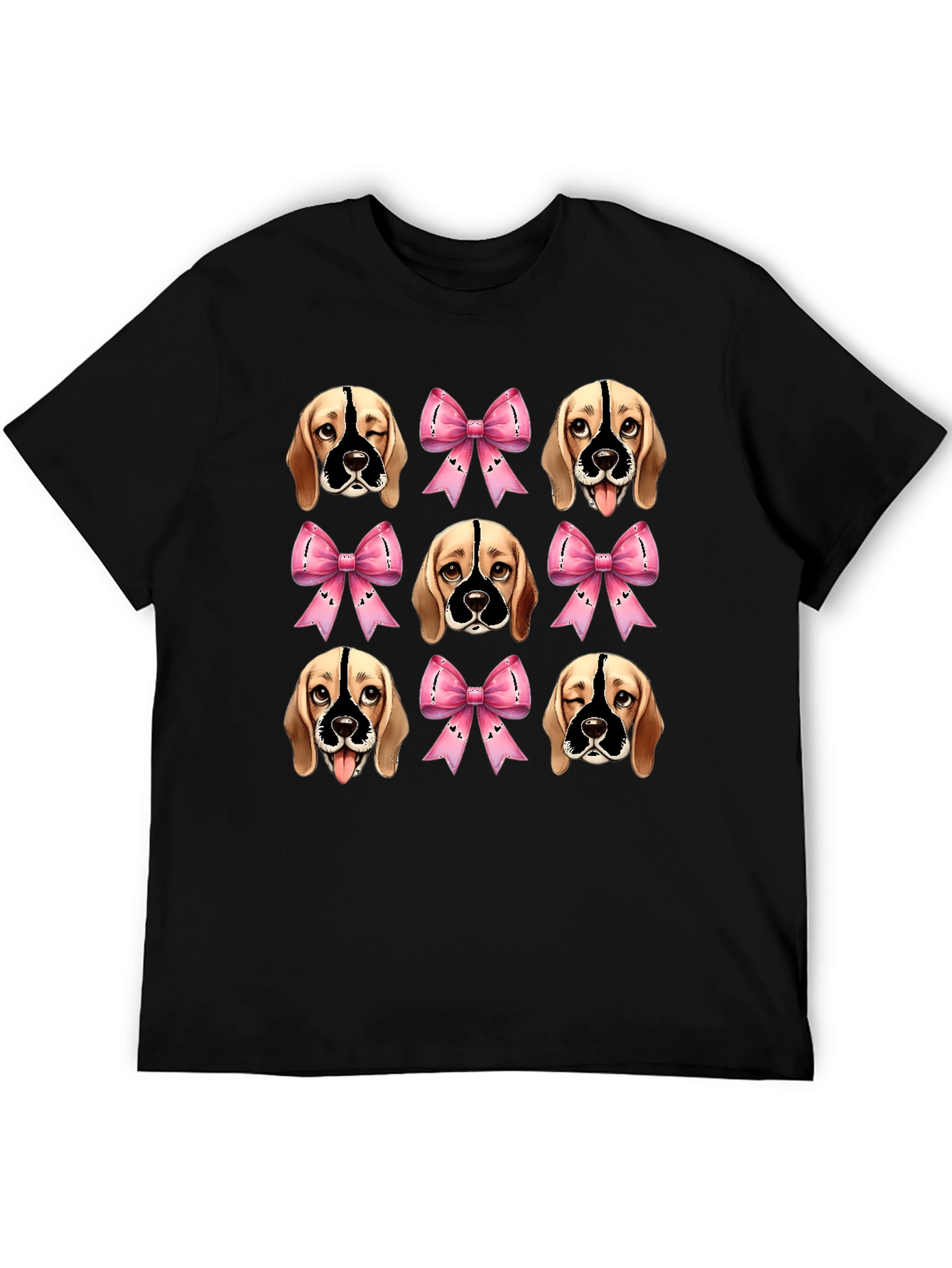 Dog Faces & Bows Black Graphic Tee
