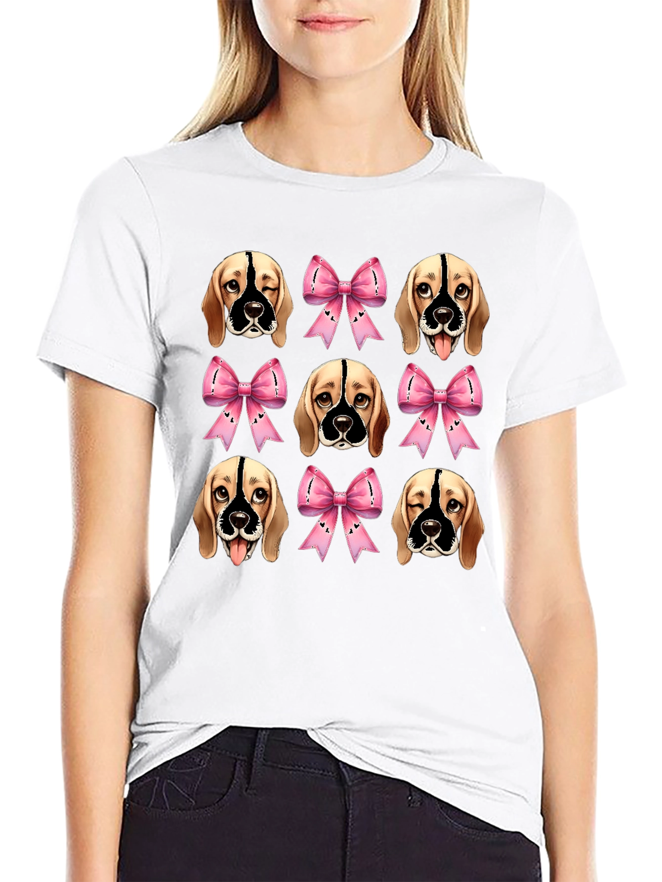 Dog Faces & Bows Black Graphic Tee