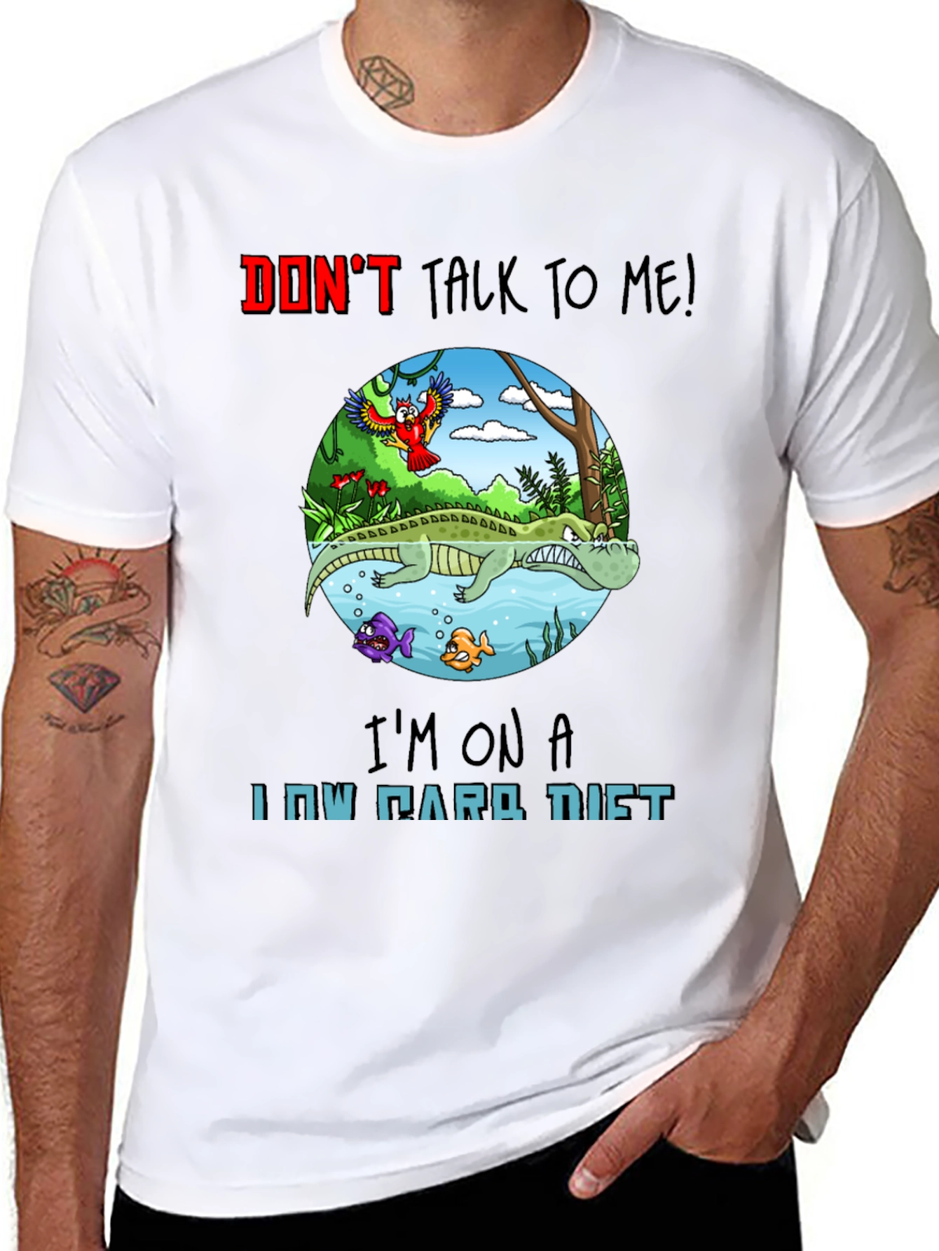 Funny Low Carb Diet Alligator Graphic T-Shirt