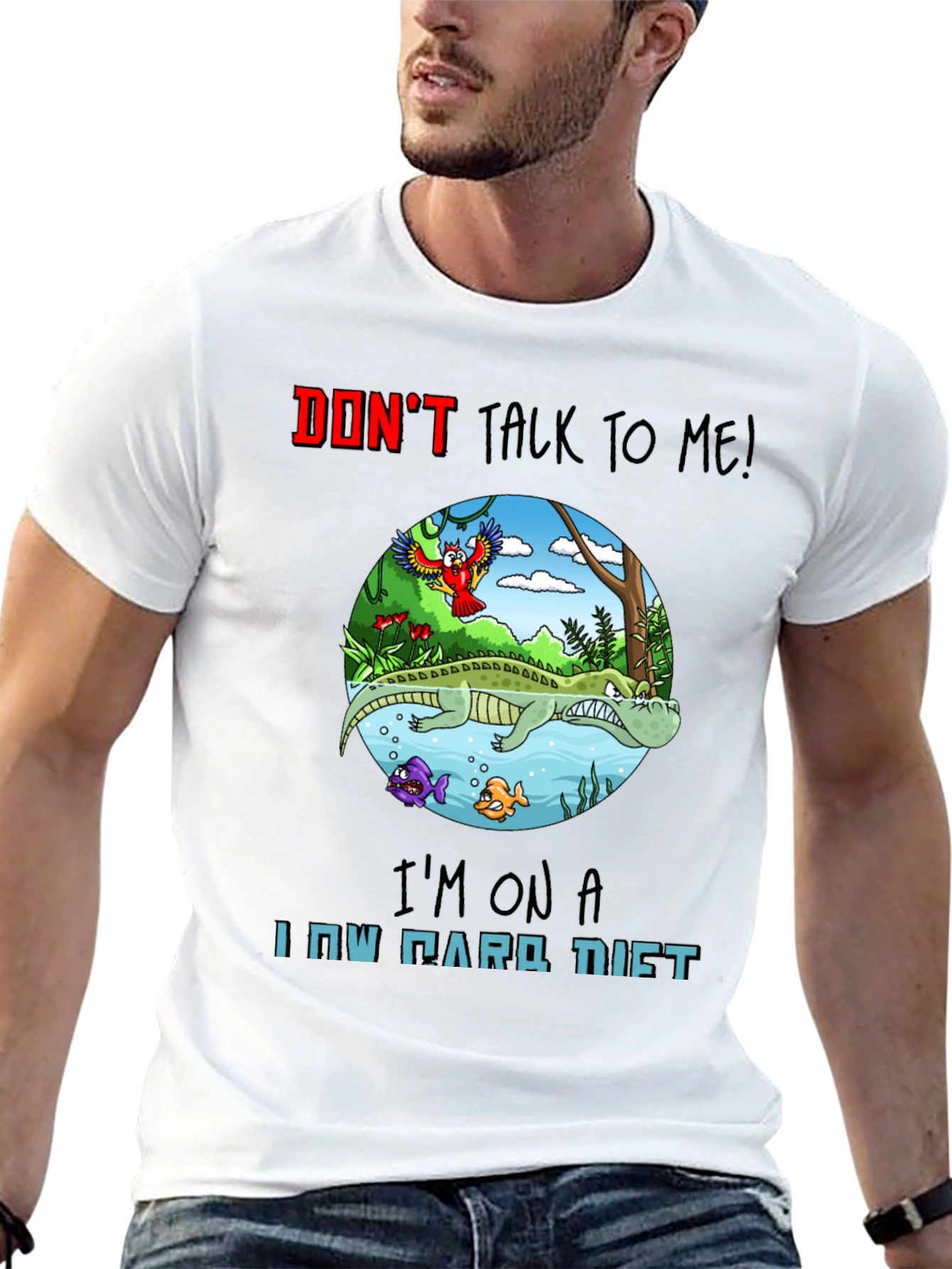 Funny Low Carb Diet Alligator Graphic T-Shirt