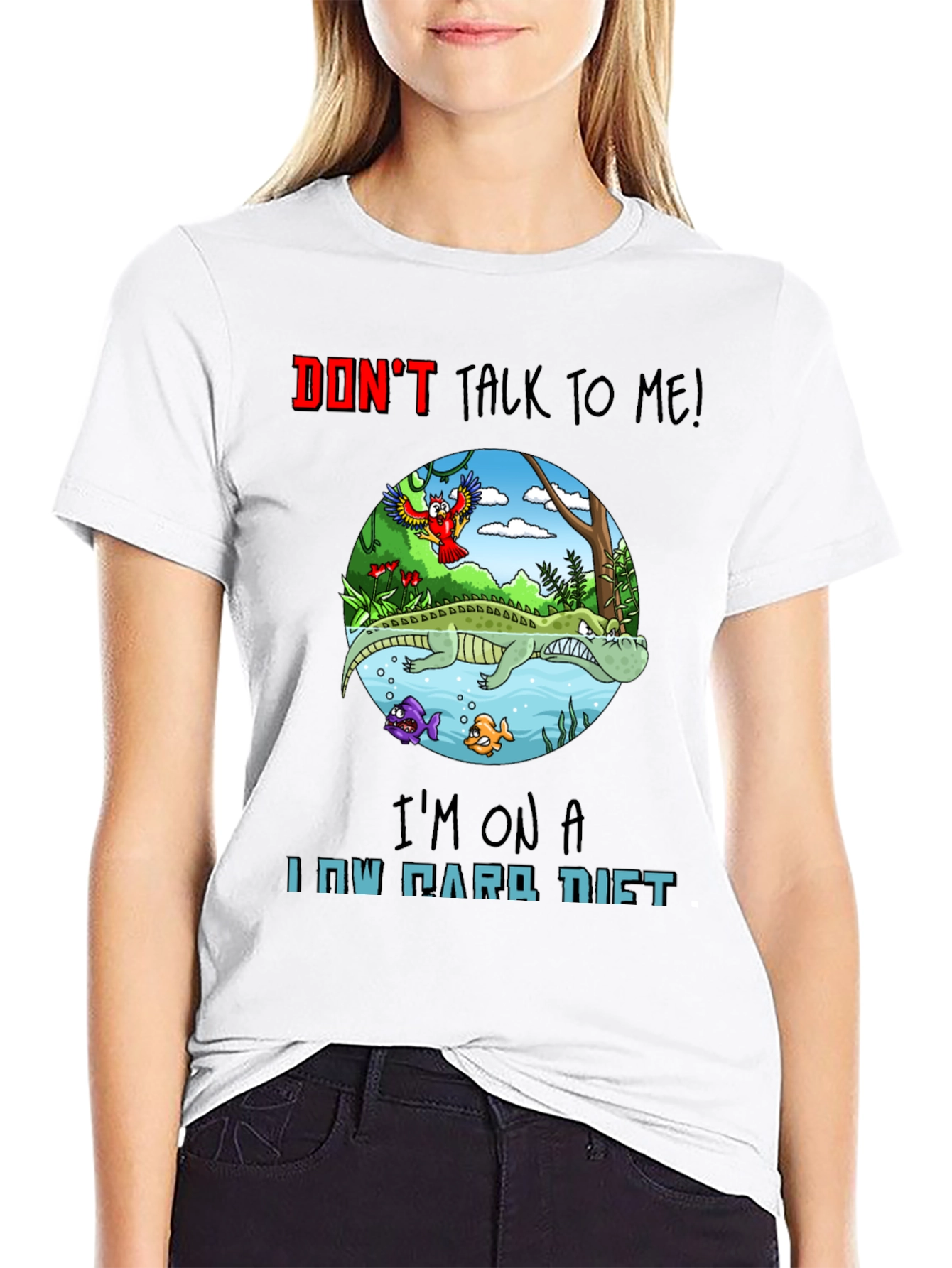 Funny Low Carb Diet Alligator Graphic T-Shirt