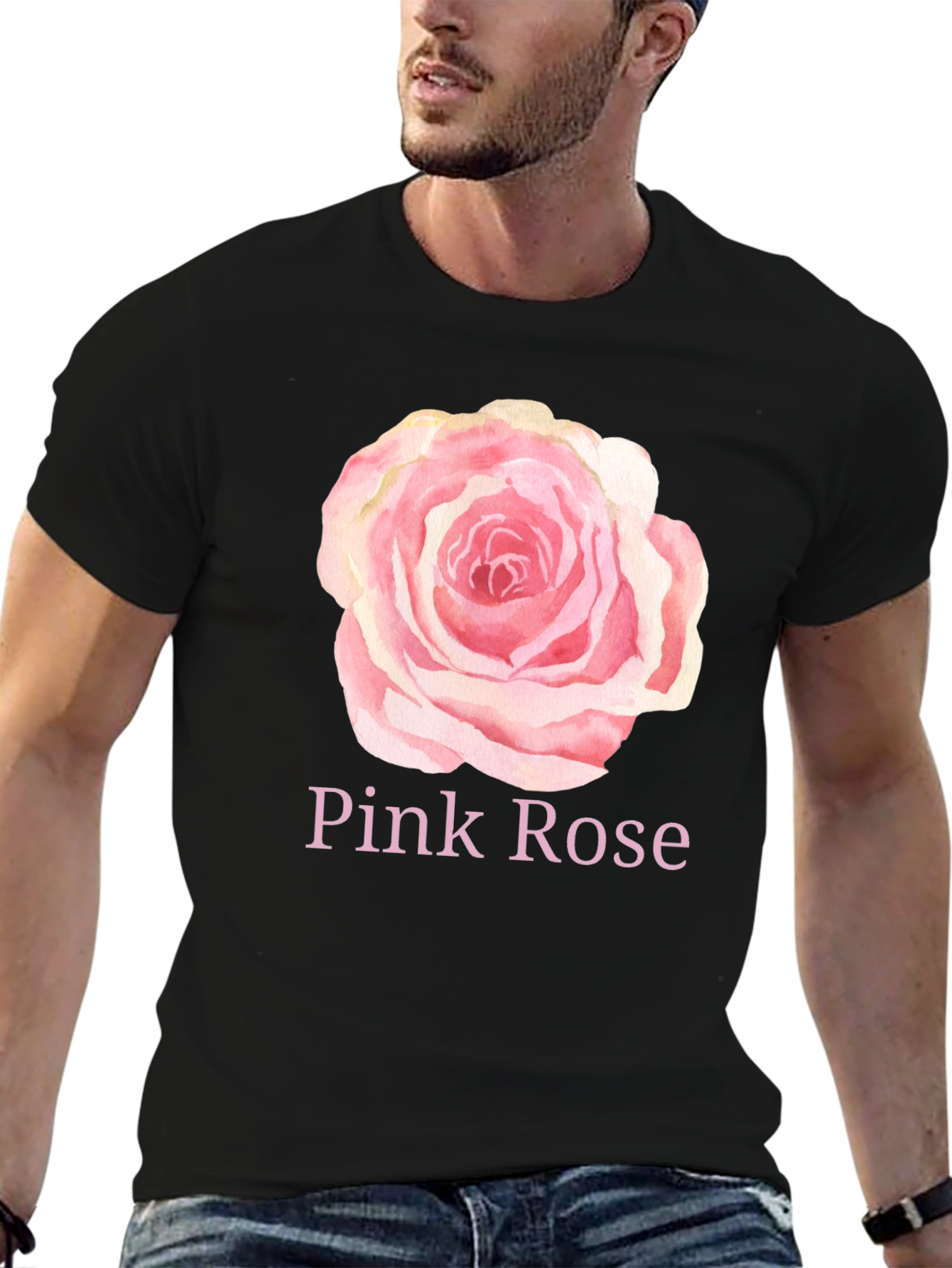 Pink Rose Graphic T-Shirt - Stylish Casual Wear