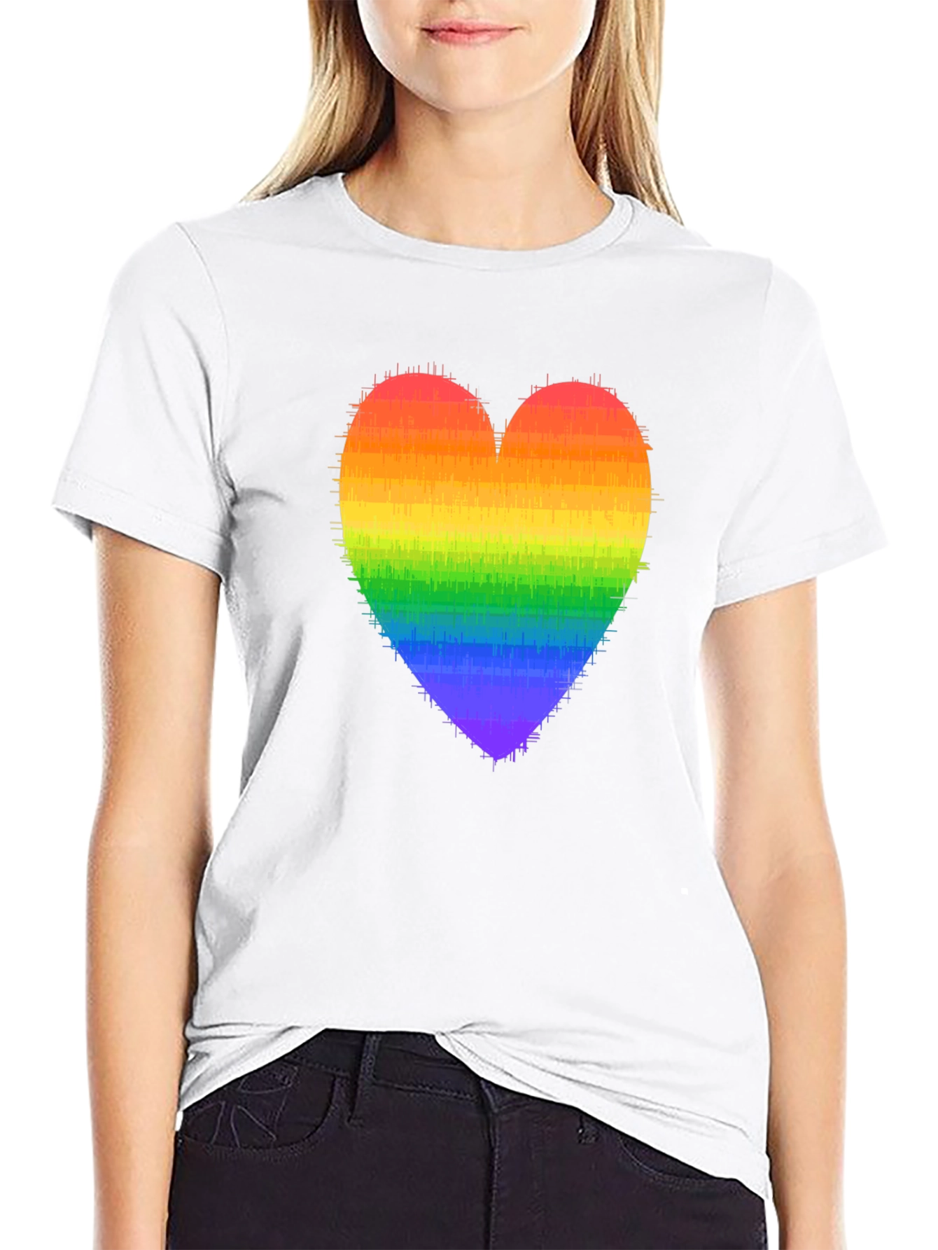 Rainbow Heart Graphic Black Tee