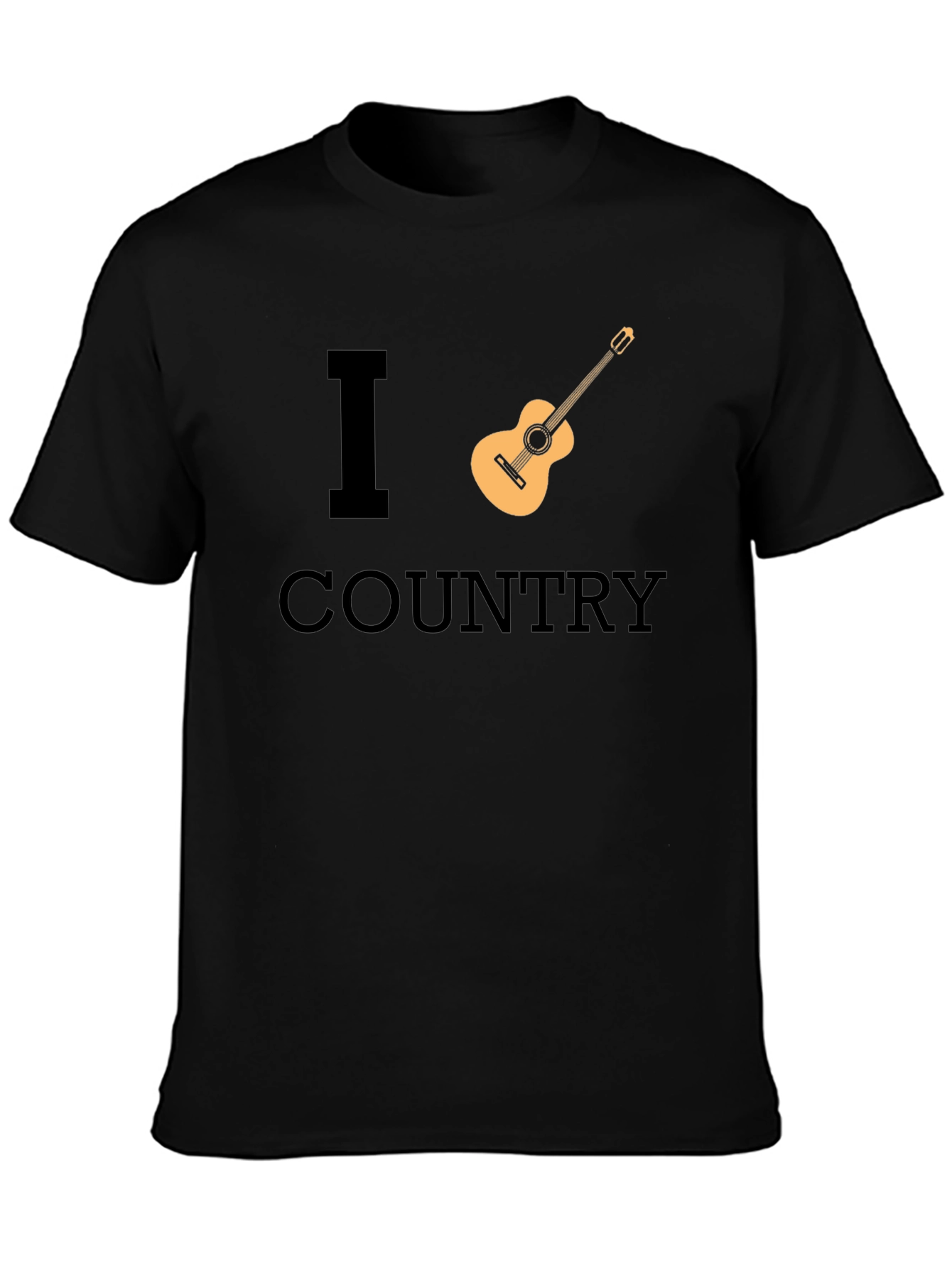 I Guitar Country Music Black T-Shirt