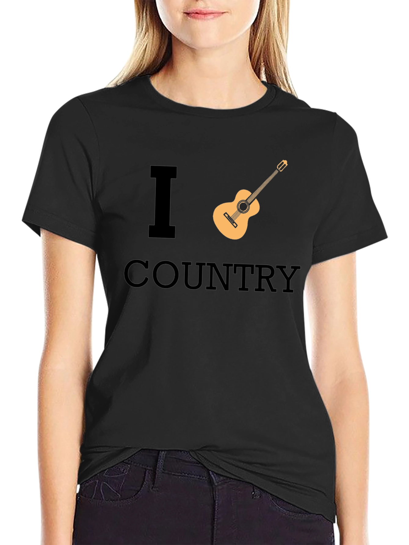 I Guitar Country Music Black T-Shirt