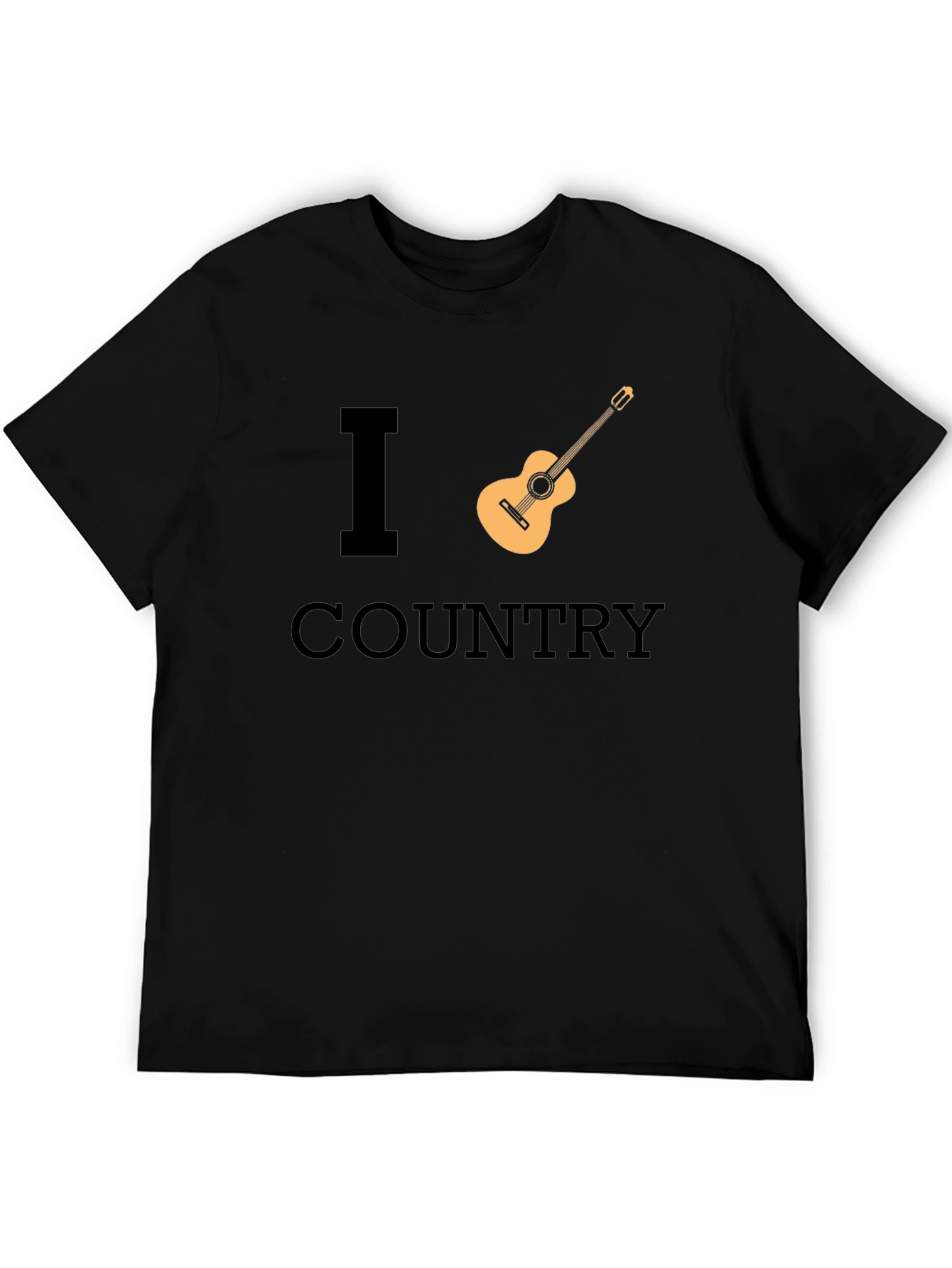 I Guitar Country Music Black T-Shirt